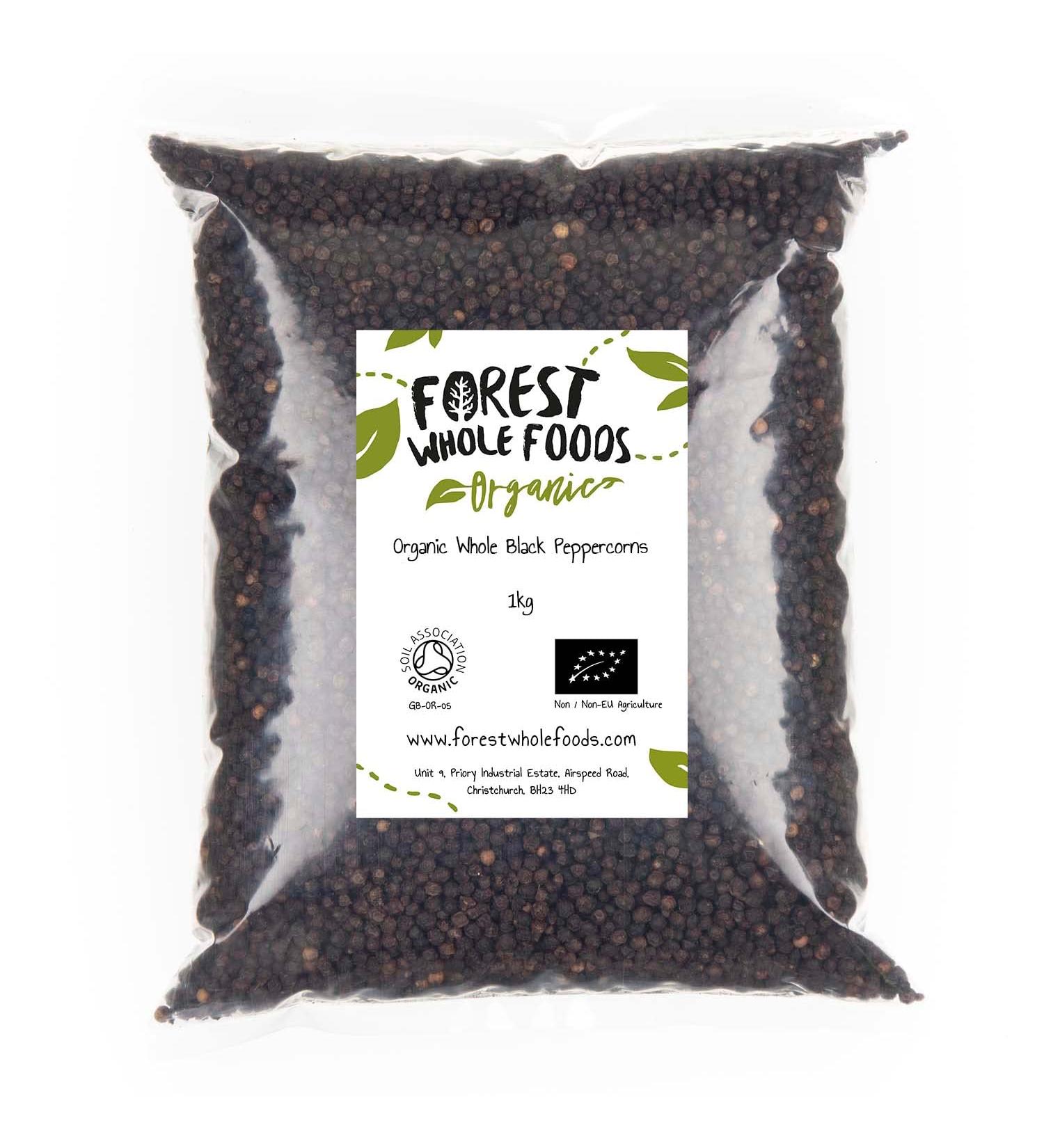 Forest Whole Foods Organic Whole Black Peppercorns (1kg) - Premium Quality Spice - Buy Online on GoSupps.com