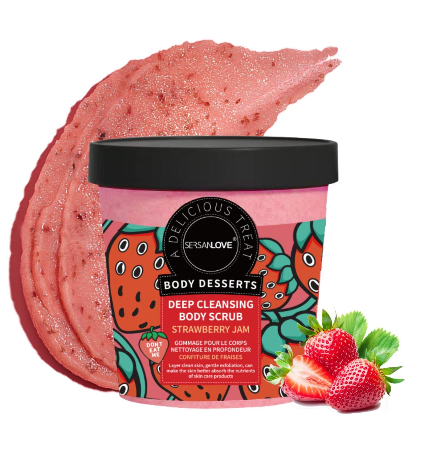 Body Scrub Exfoliator - Strawberry Body Exfoliator - Gentle Clean Face & Body Scrub - Bright Skin Exfoliating Body Scrub - Body Exfoliator Scrub Moisturize Ice Cream Texture Strawberry Flavor 220g - Buy Online on GoSupps.com