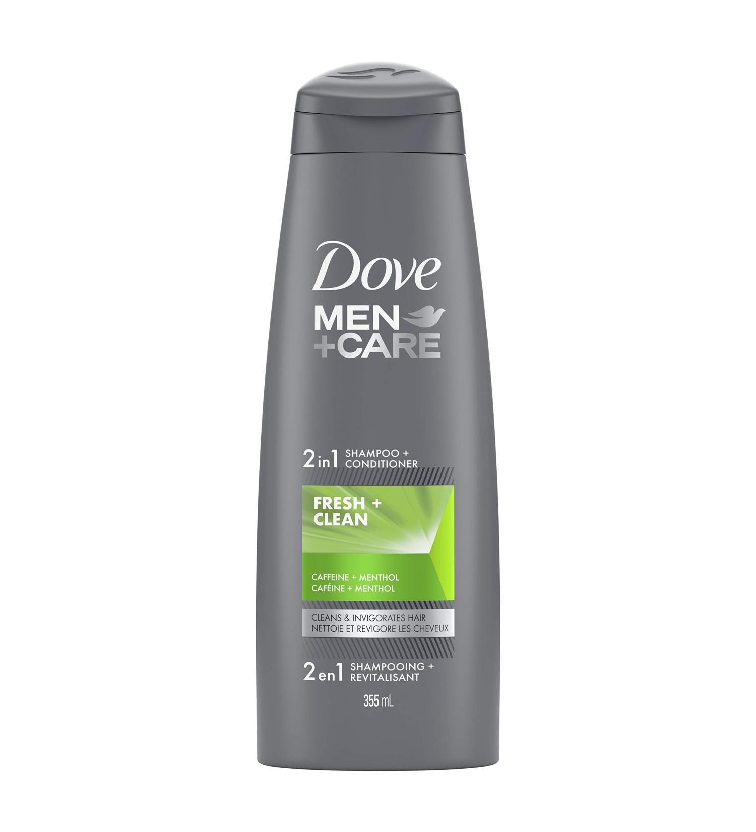 Dove Men + Care 2 in 1 Shampoo & Conditioner deep cleans hair for an invigorating effect Fresh Clean with caffeine and menthol 355 ml Fresh 355 ml (Pack of 1) - Buy Online on GoSupps.com