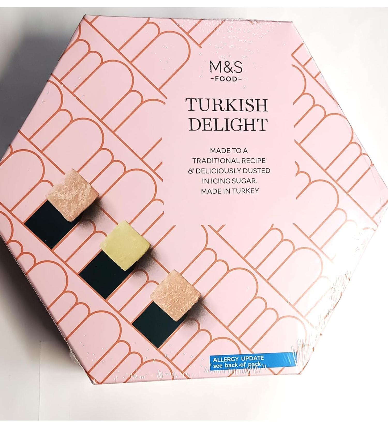 M&S Turkish Delight 325g Made in Turkey Delicious Dusted in Icing Sugar in a Premier Life Store Box - Buy Online on GoSupps.com