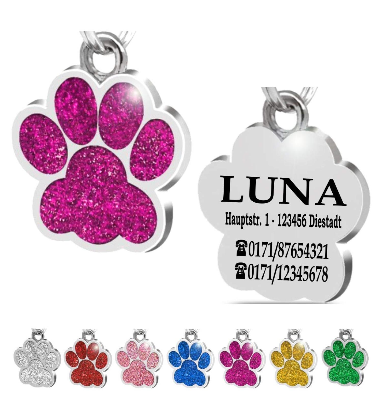 Ibera Gifts: Personalized Paw-Shaped Pendants for Dogs & Cats - Custom Engraved Collars & Necklaces (Pink/Purple) - Buy Online on GoSupps.com