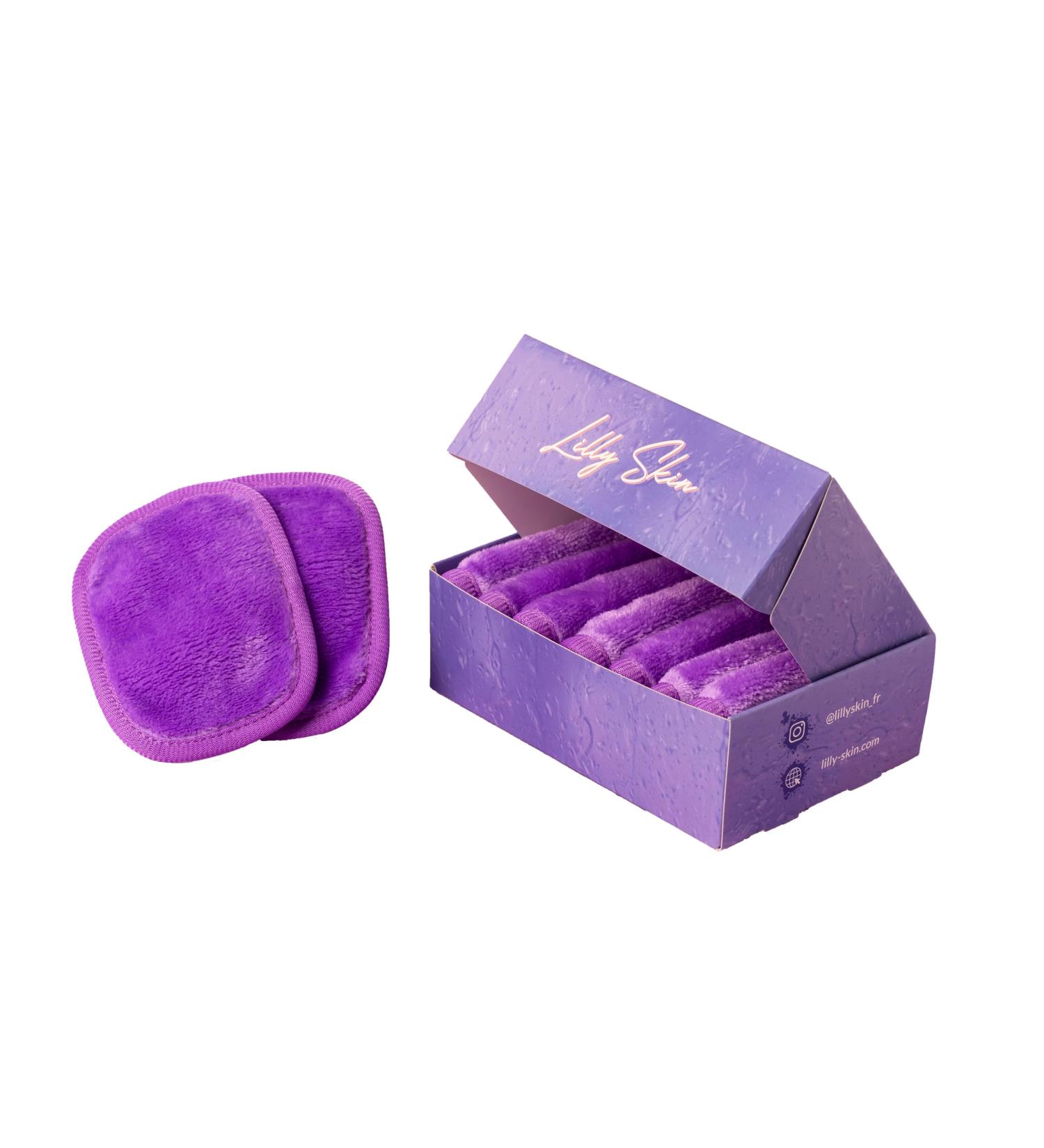 Washable Reusable Make-Up Removal Pads | Lilly Skin Microfiber Towels Box of 7 - Intensive Violet - Buy Online on GoSupps.com