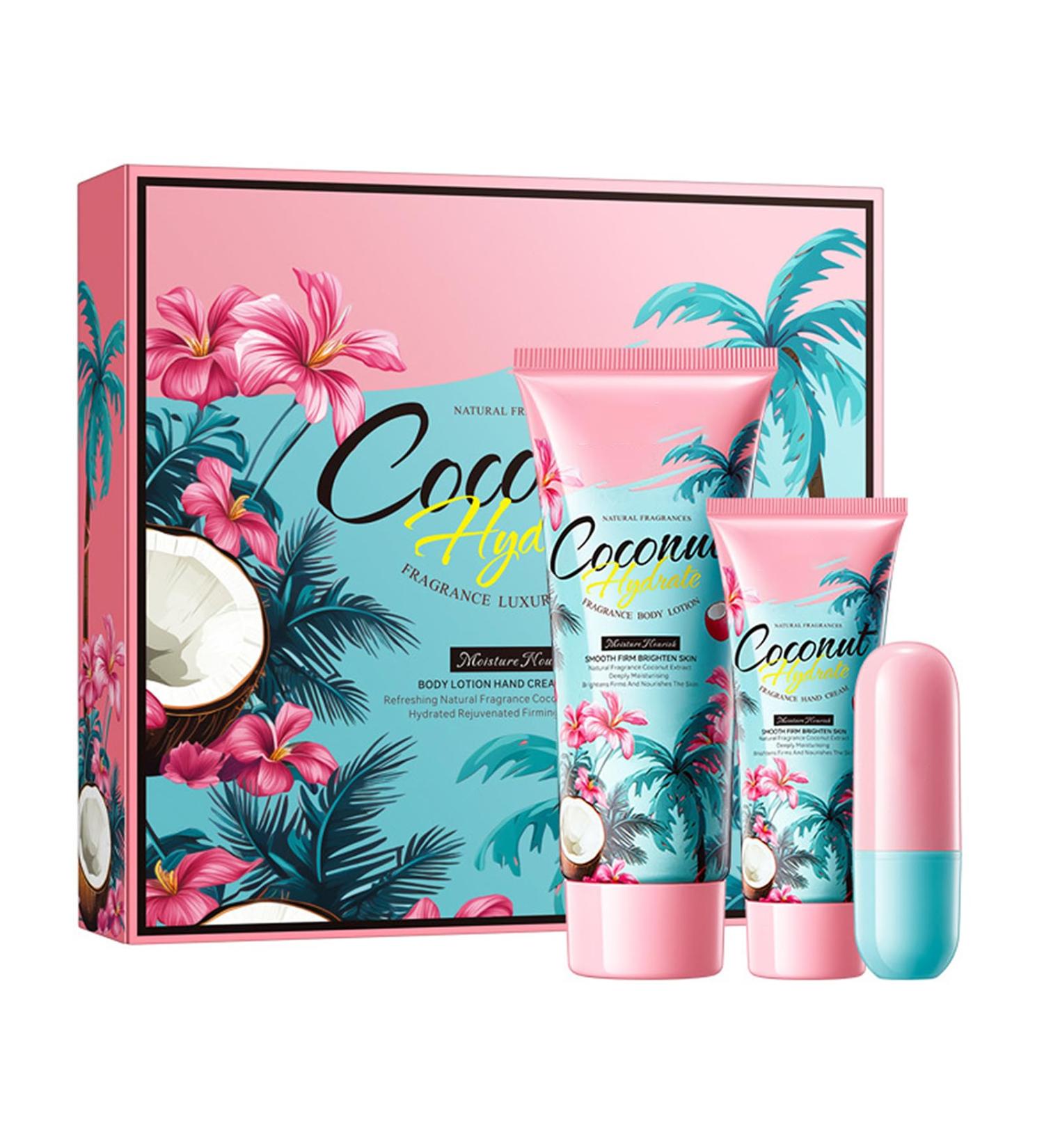 Grospe Coconut Gifts Set for Women Premium 3 Piece Gift Set with Lip Balm Hand Cream & Body Lotion Moisturize Gift Box for Women Relaxing Care for Her Anniversary or Birthday Present 4.7 Fl.Oz - Buy Online on GoSupps.com