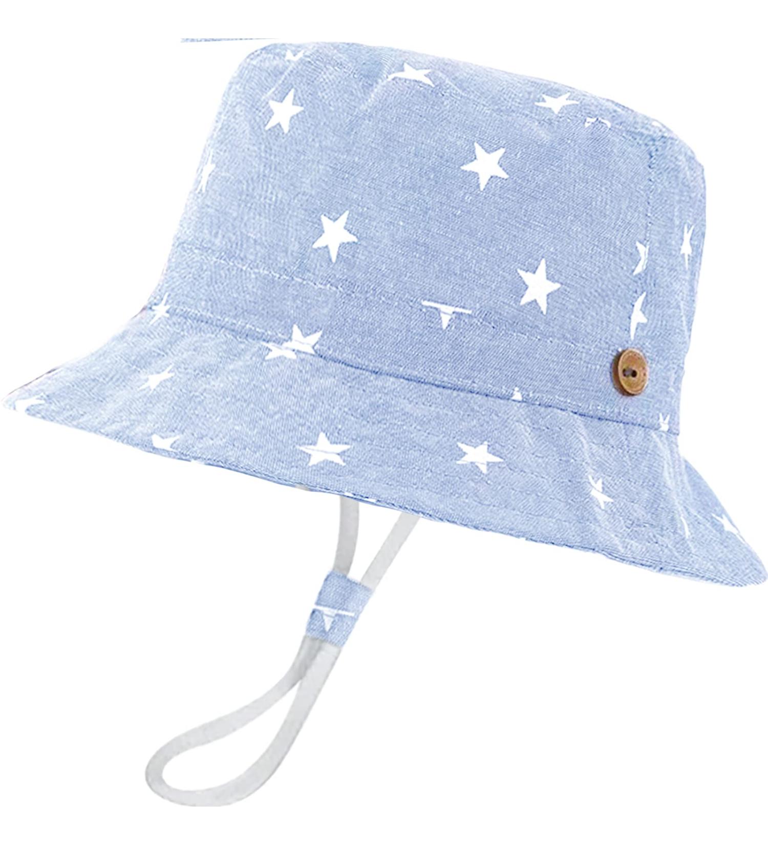 XYIYI Kids Bucket Hat | Adjustable Sun Hat for Boys Girls 2-4 Years | Breathable Beach Hat - Star Light Blue - Buy Online on GoSupps.com