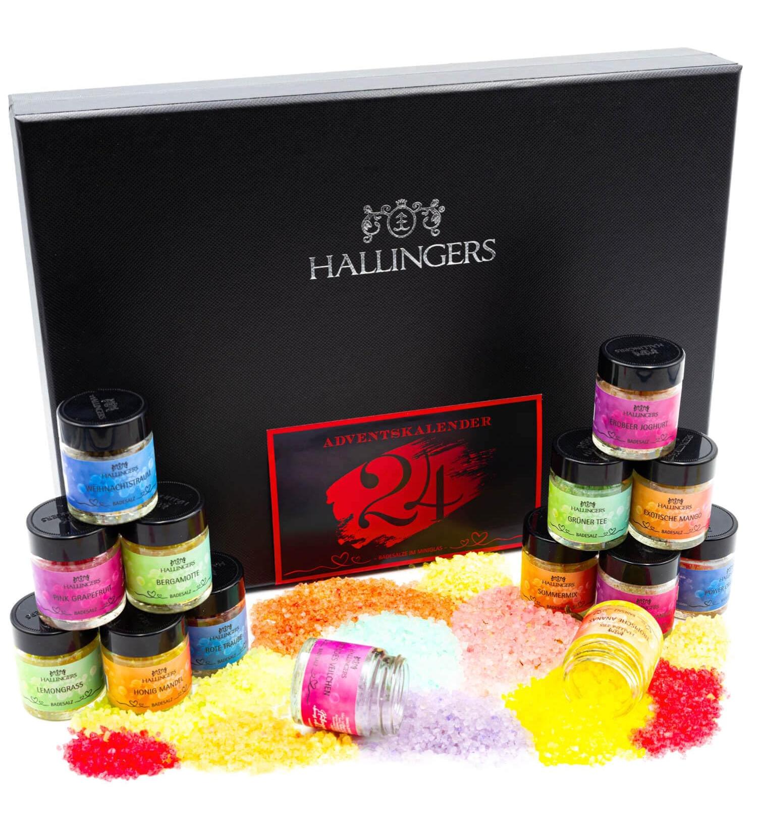 Hallingers Swimming Salt Deluxe Advent Calendar | Handmade 24 Totes Sea Salts | Perfect for Mother's Day Father's Day & Chanukka Gifts - Buy Online on GoSupps.com
