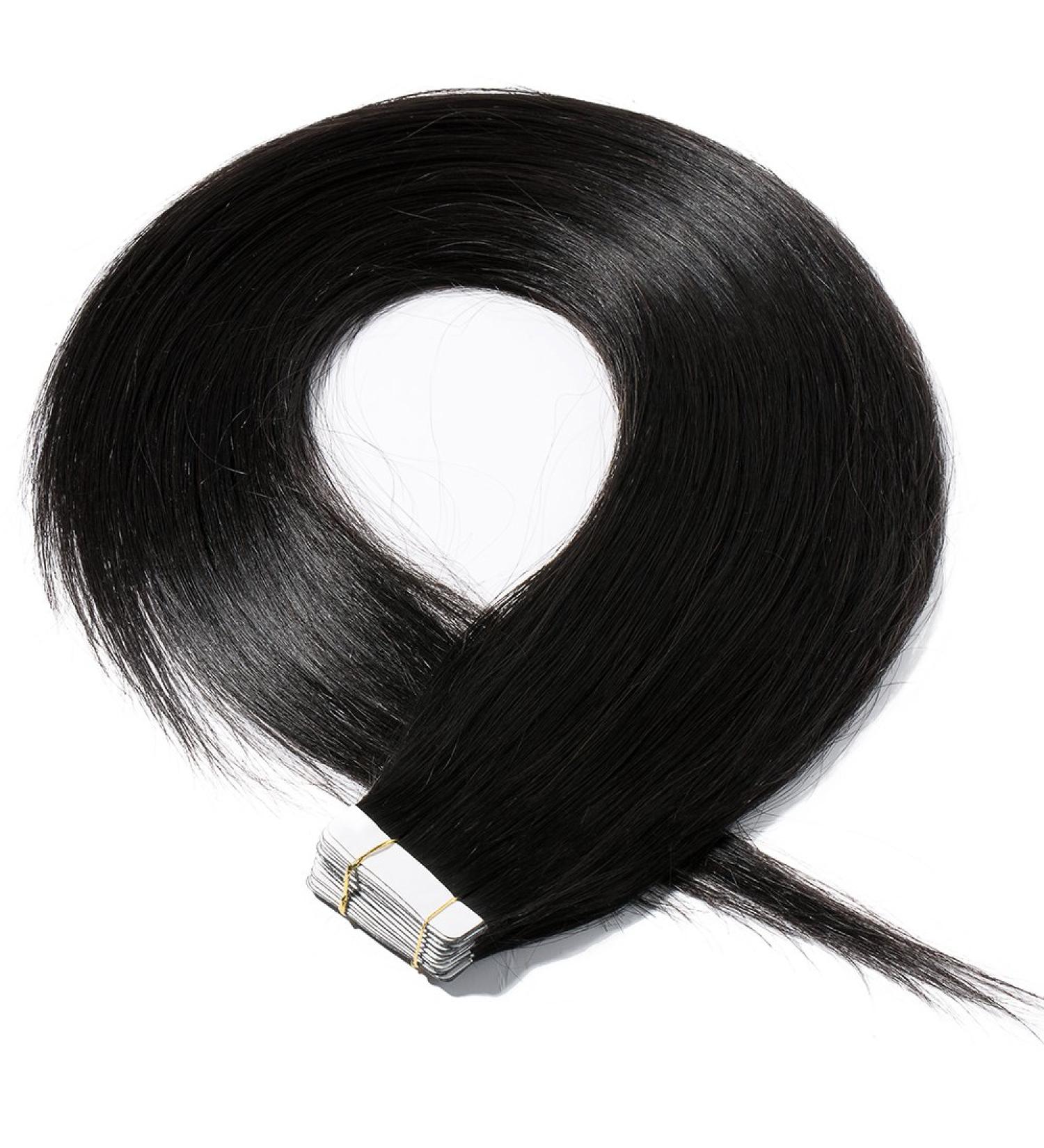 Elailite Tape In Extensions - 20 Wefts Human Hair 45 cm #1 Black for Girls - Buy Online on GoSupps.com