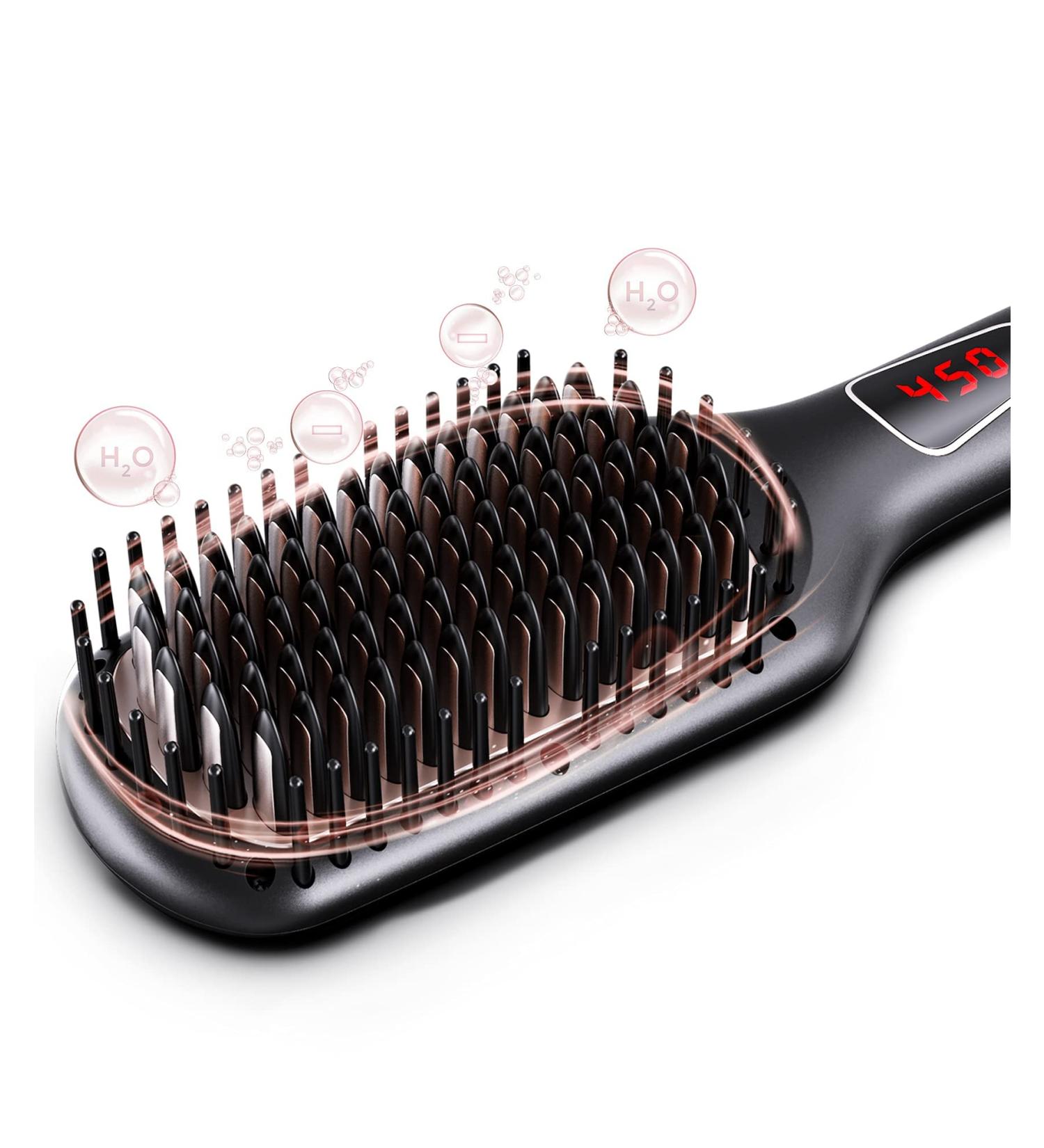 MEGAWISE Pro Ceramic Ionic Hair Straightener Brush | Fast MCH Heating | Auto-Off Safety | Anti-Scald | Dual Voltage | Rotatable Power Cord - Buy Online on GoSupps.com