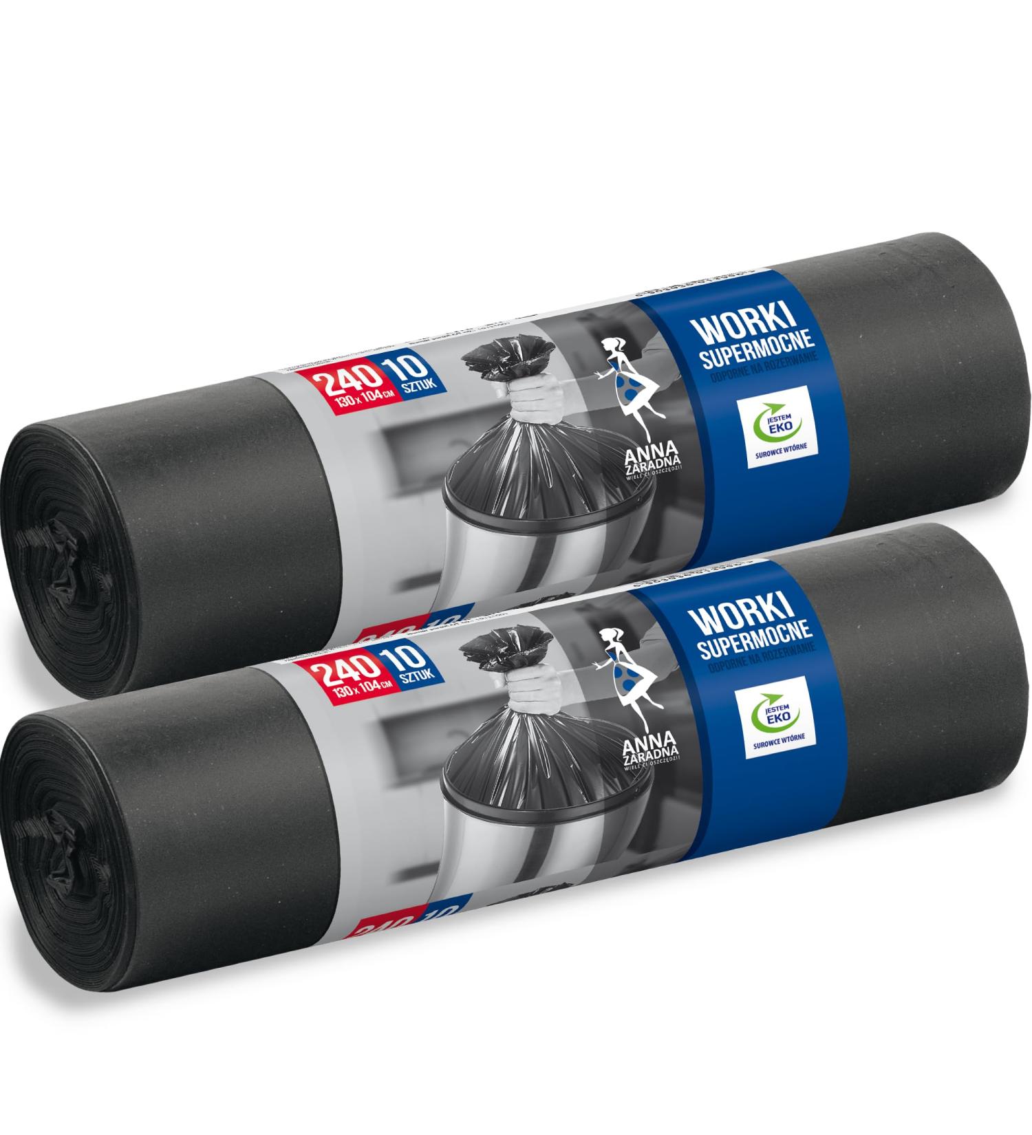 240L Extra Strong Garbage Bags - 20 Pack 100% Recycled EucertPlast Durable 40 m Ideal for Large Volume Waste - Buy Online on GoSupps.com