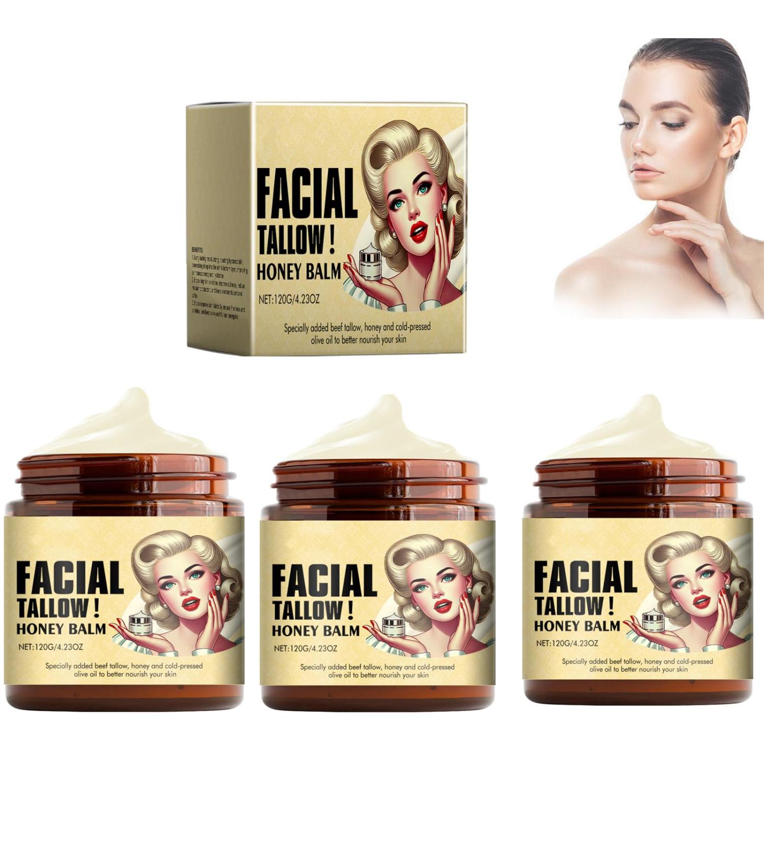  Mikabila (05)120g*3 Tallow and Honey Balm Skin Care Cream 100% Grass Fed Beef Tallow Balm Face & Body Whipped Moisturize Beef Neck Balm Balm - Buy Online on GoSupps.com