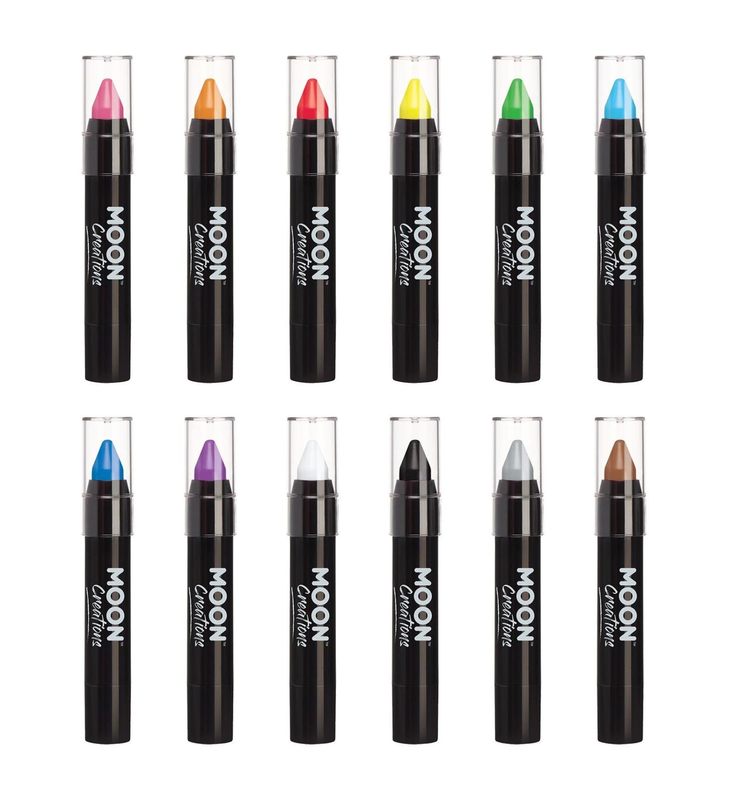Moon Creations Face Color Code 12-Set 3.2 g sweatproof and water-resistant face color free of animal testing for costumes festivals Halloween for children adults
