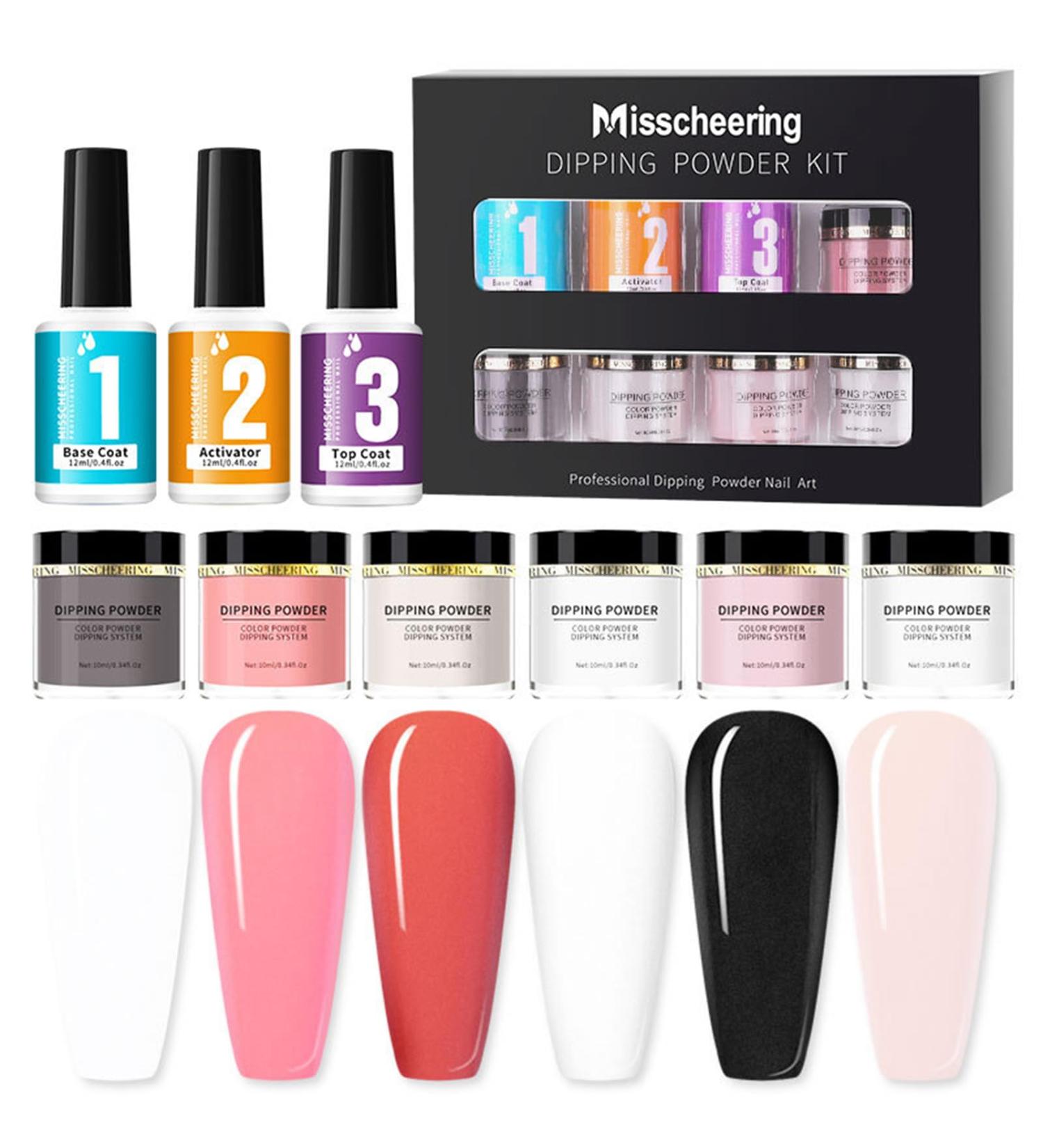 Layhou 6 Colors Dip Powder Nail Kit - Nail Dipping Powder Kit Powder Nails Dipping Powder Set for DIY Salon No LED Nail Lamp Needed Nail Art Manicure with Base Top Coat Activator (Set 5) 05 - Buy Online on GoSupps.com