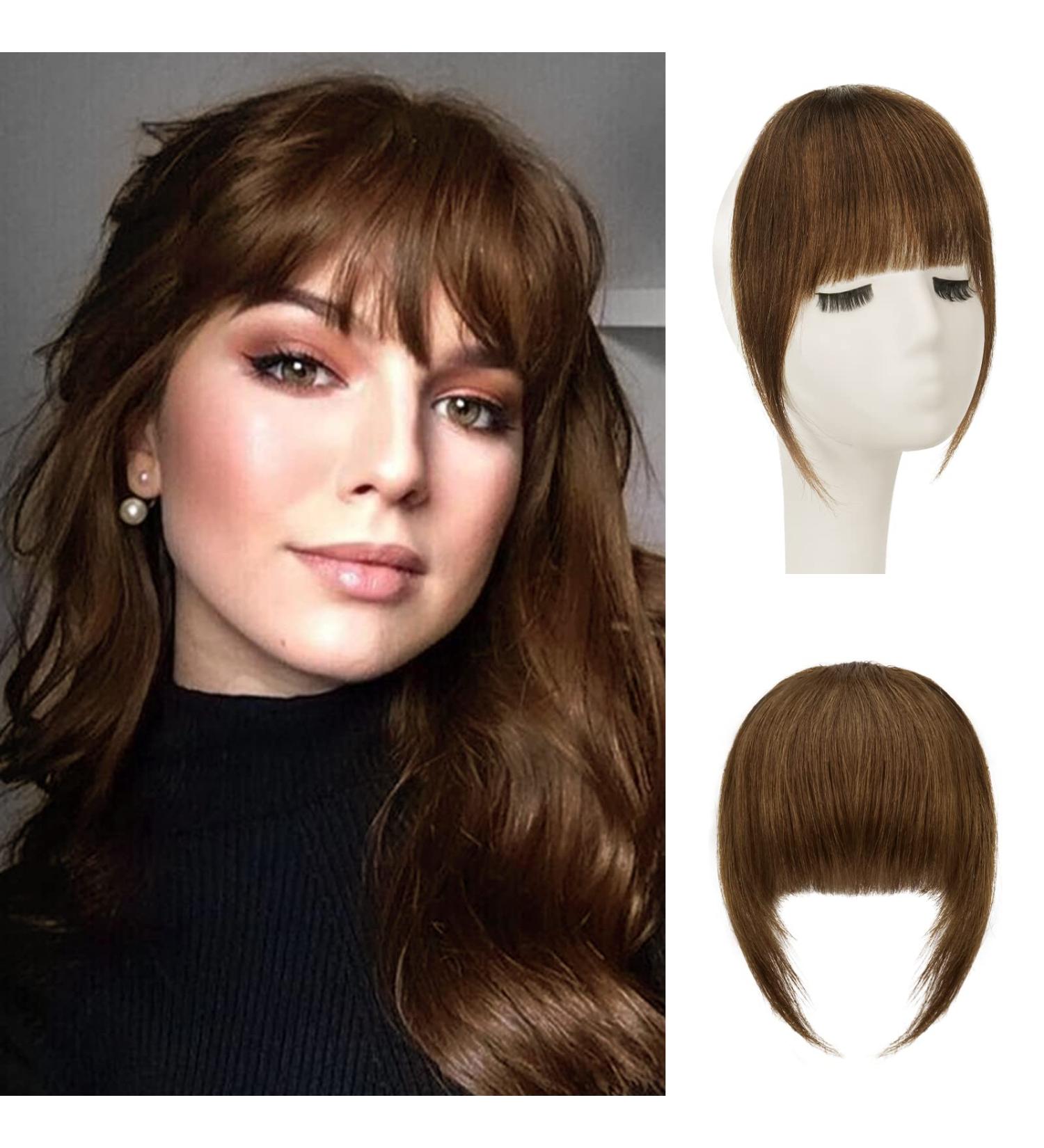 Shop Sofeiyan 100% Remy Real Hair Clip-In Fringe Bangs - Natural Reddish Brown Ponytail Extensions for Women - Buy Online on GoSupps.com