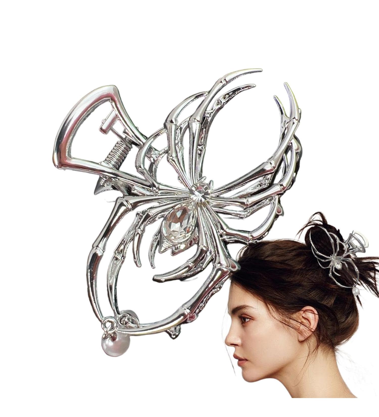 Shakven Spider Hair Claw Clip - Women Halloween Spider Hair Grippers Clip | Halloween Hair Accessories for Dating Business Trip Pool Traveling Silver - Buy Online on GoSupps.com