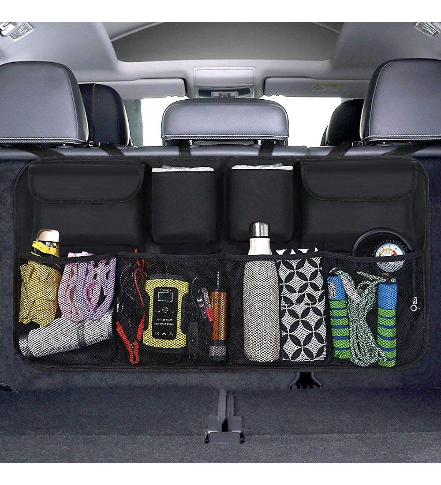 URAQT Car Boot Organiser & Waterproof Kick Mats Set - Multi-Pocket Children's Travel Storage - Durable & Foldable - Black 87x45cm - Buy Online on GoSupps.com