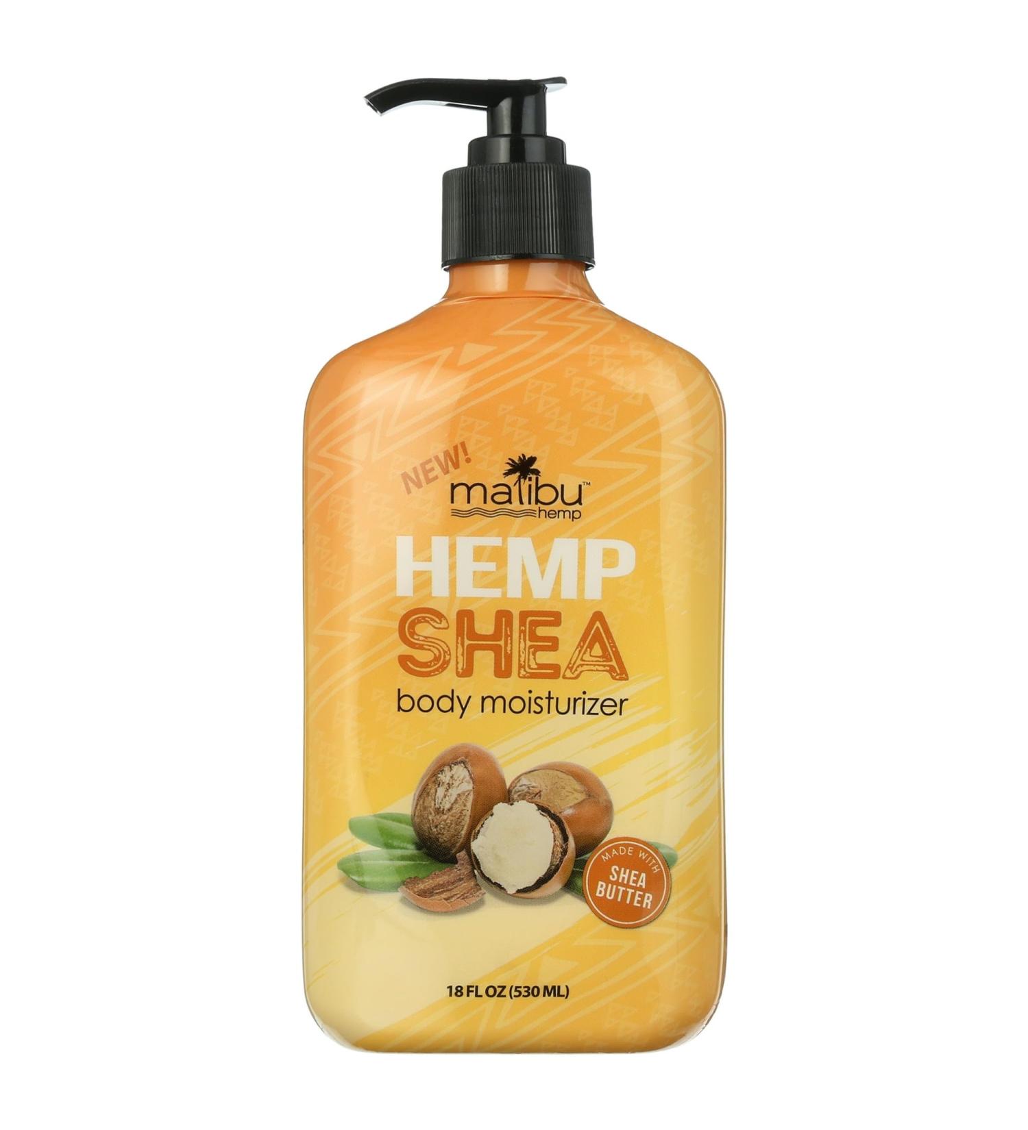 Malibu Hemp Shea Body Moisturizer with Sunflower Oil and Shea Butter Vanilla Amber Scent 18 fl oz Aplication Mitt Included - Buy Online on GoSupps.com