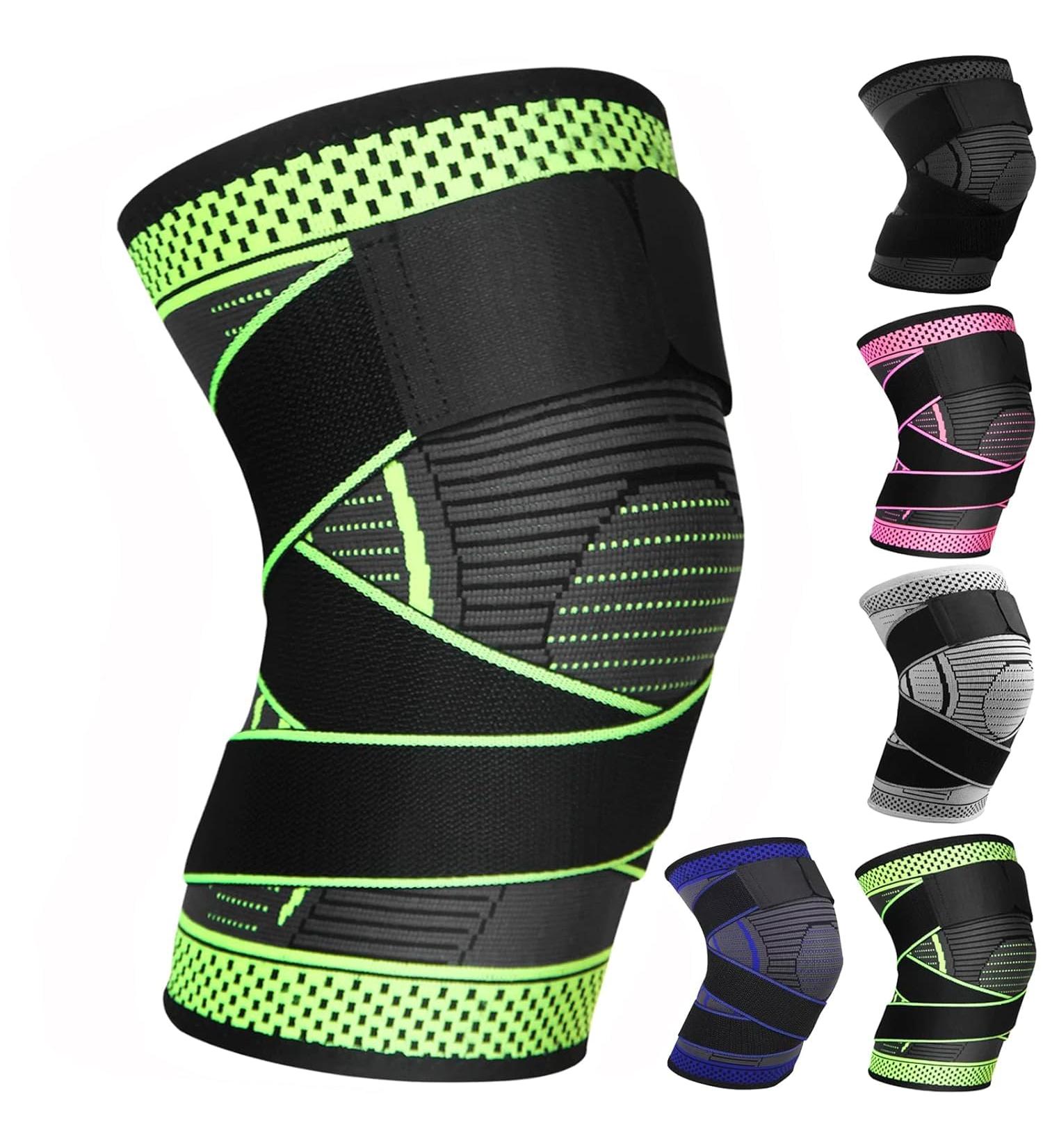 Ruilala Adjustable Knee Support Bandage for Men & Women Compression Knee Brace for Arthritis ACL Meniscus Tears Ideal for Sports & Weightlifting (Green L) - Buy Online on GoSupps.com