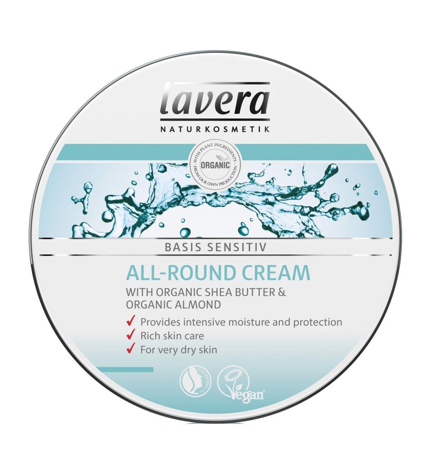 lavera basis-sensitiv All-Round Cream | Shea Butter & Almond Oil Moisturizing Body Cream for Dry Skin 5 Oz - Soft & Supple Skin Solution - Buy Online on GoSupps.com