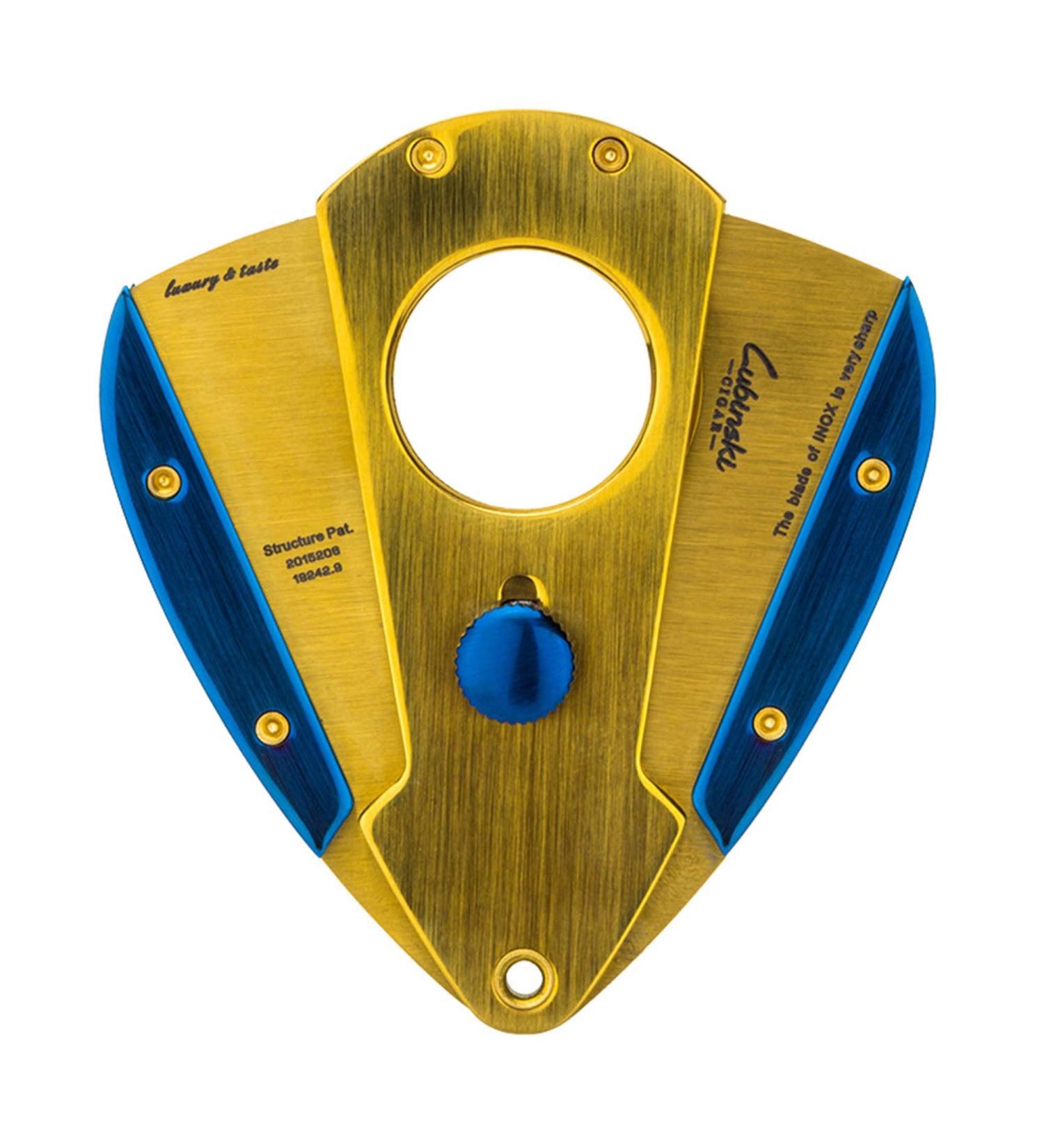 Portable Cigar Cutter Stainless Steel Guillotine Double Cut Blade with Leather Case in Gift Pouch Gold - Buy Online on GoSupps.com