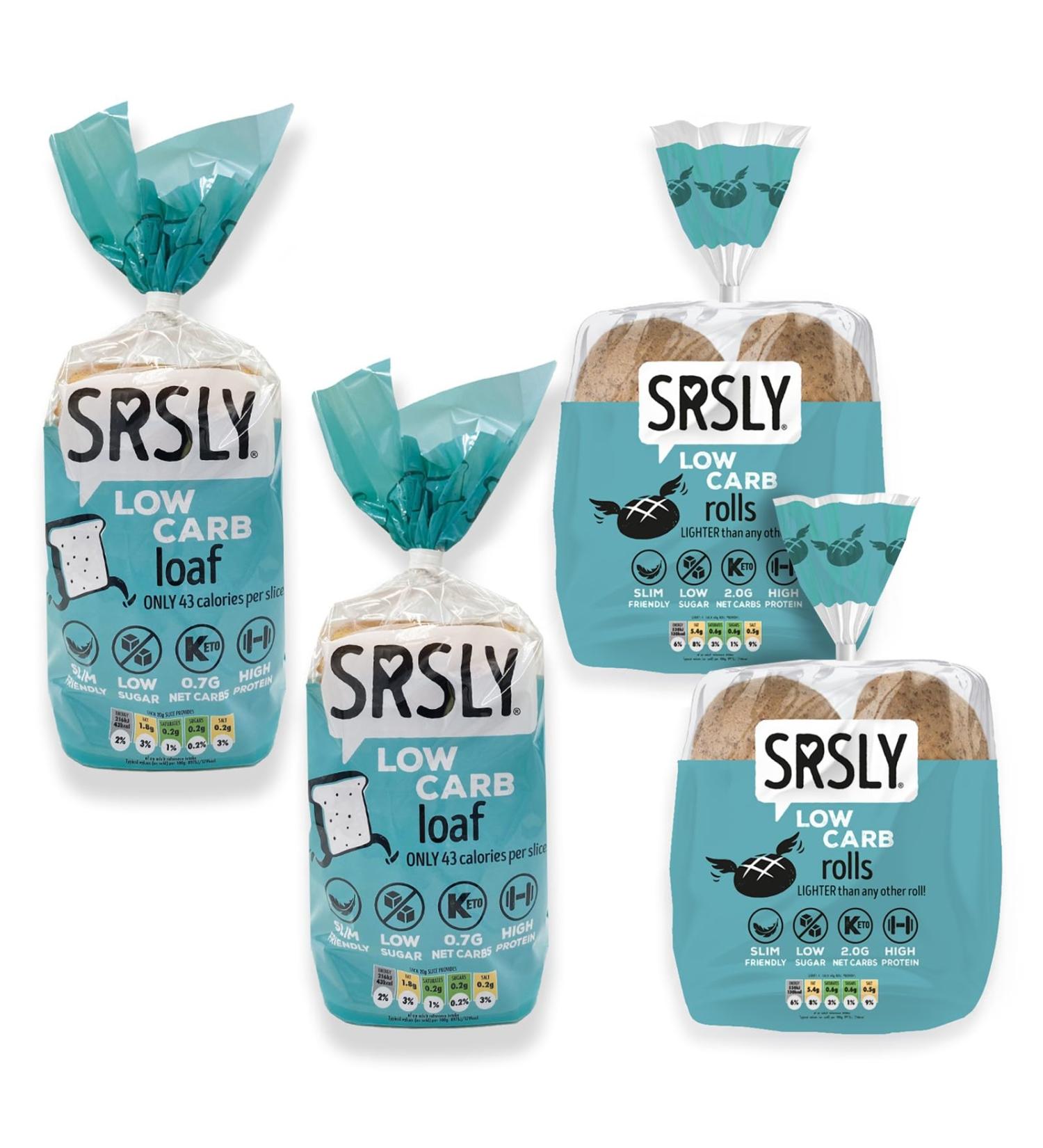 SRSLY Low Carb Bread Freshly Baked Multi Buy Pack | 2 Low Carb Keto Loafs | 8 Low Carb Keto Rolls | Seriously Low Carb | 0.7G Carbs Per Slice | 2G Carbs Per Roll | High Protein & Fibre - Buy Online on GoSupps.com