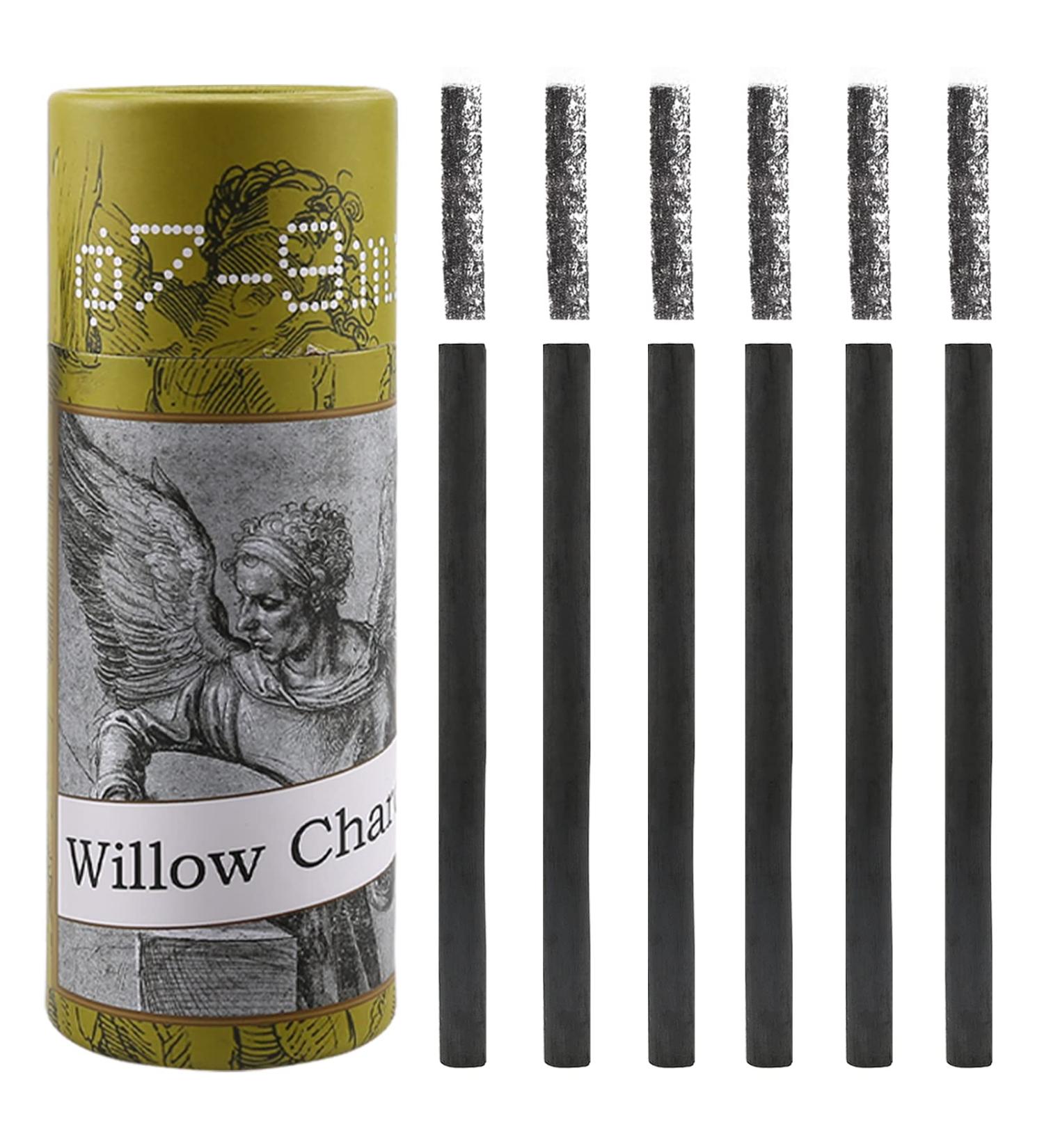 LOONENG Willow Charcoal Sticks - Pack of 25, Ideal for Sketching and Drawing - 7-9mm Diameter, Natural Charcoal for Artists, Beginners, and Students - Buy Online on GoSupps.com