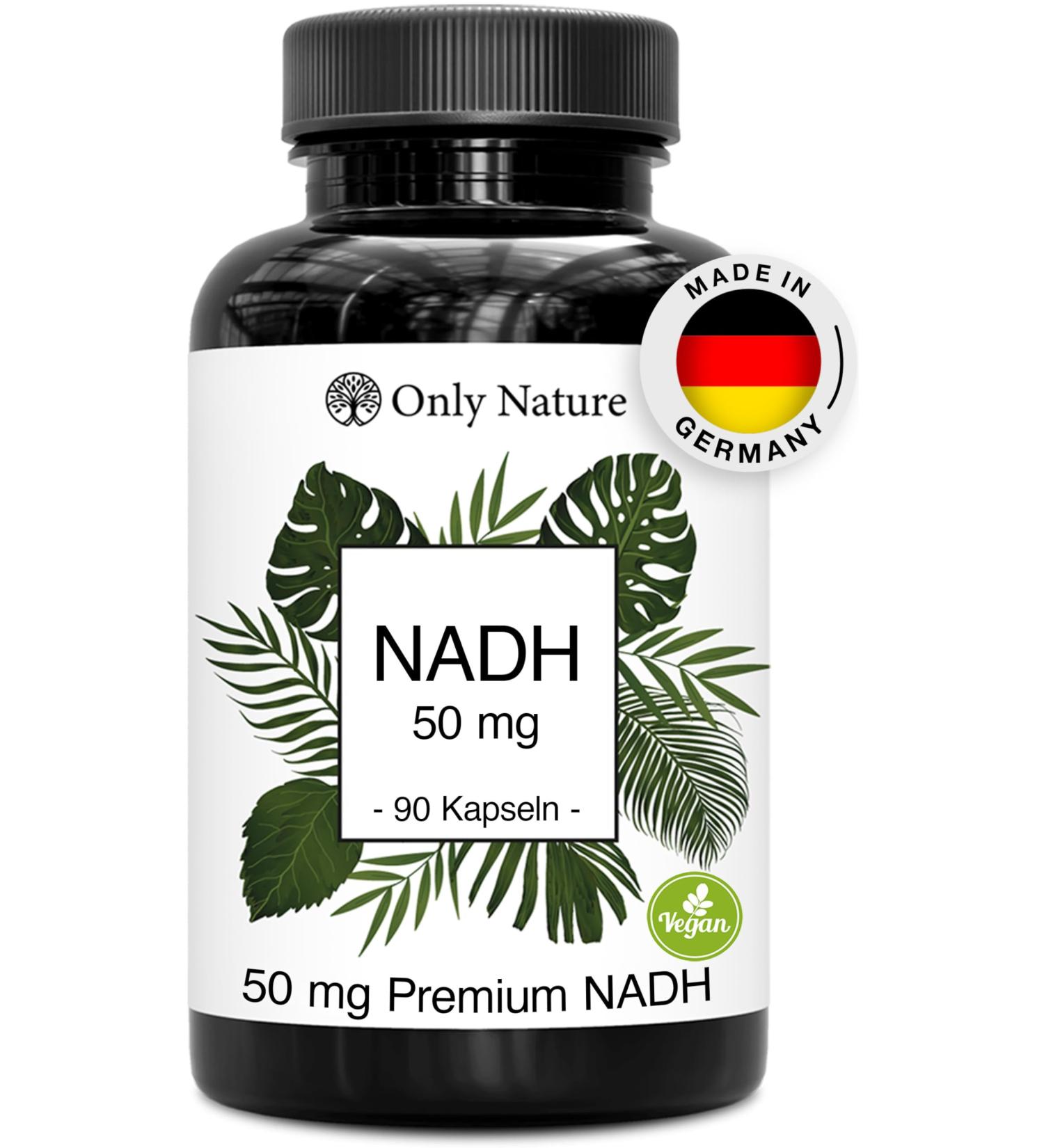  Only Nature NADH 50 mg 90 highly dosed capsules Active form of NAD Vegan and without additives Laboratory tested in Germany Pha - Buy Online on GoSupps.com