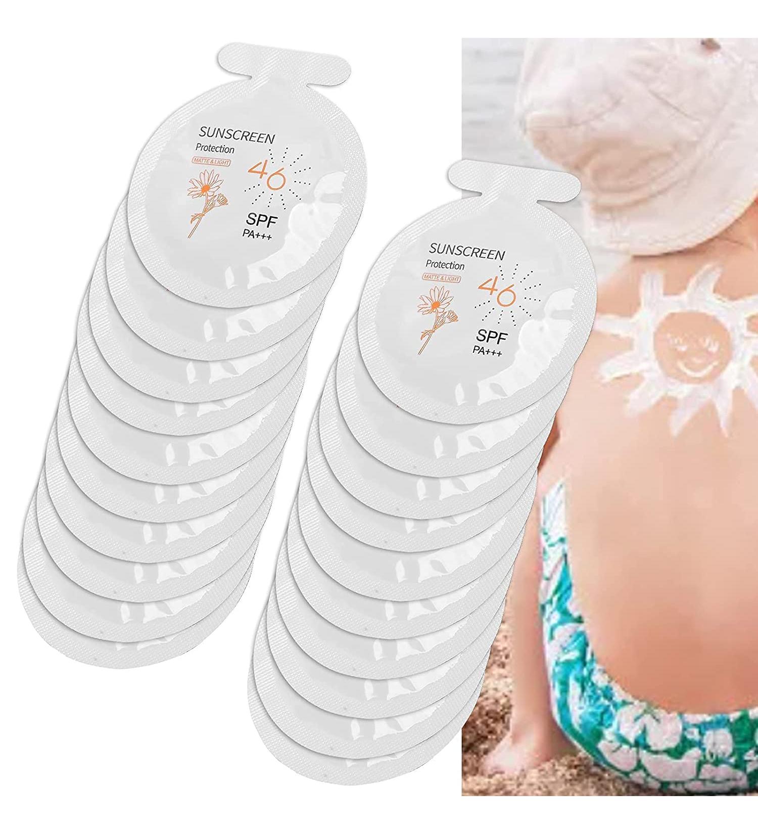 SPF46+ Moisturizing Sunscreen 3ml x 20 Bags - Portable Waterproof & Sweatproof Sunblock for Face, Neck, Legs & Body - Daily Use & Travel - Buy Online on GoSupps.com