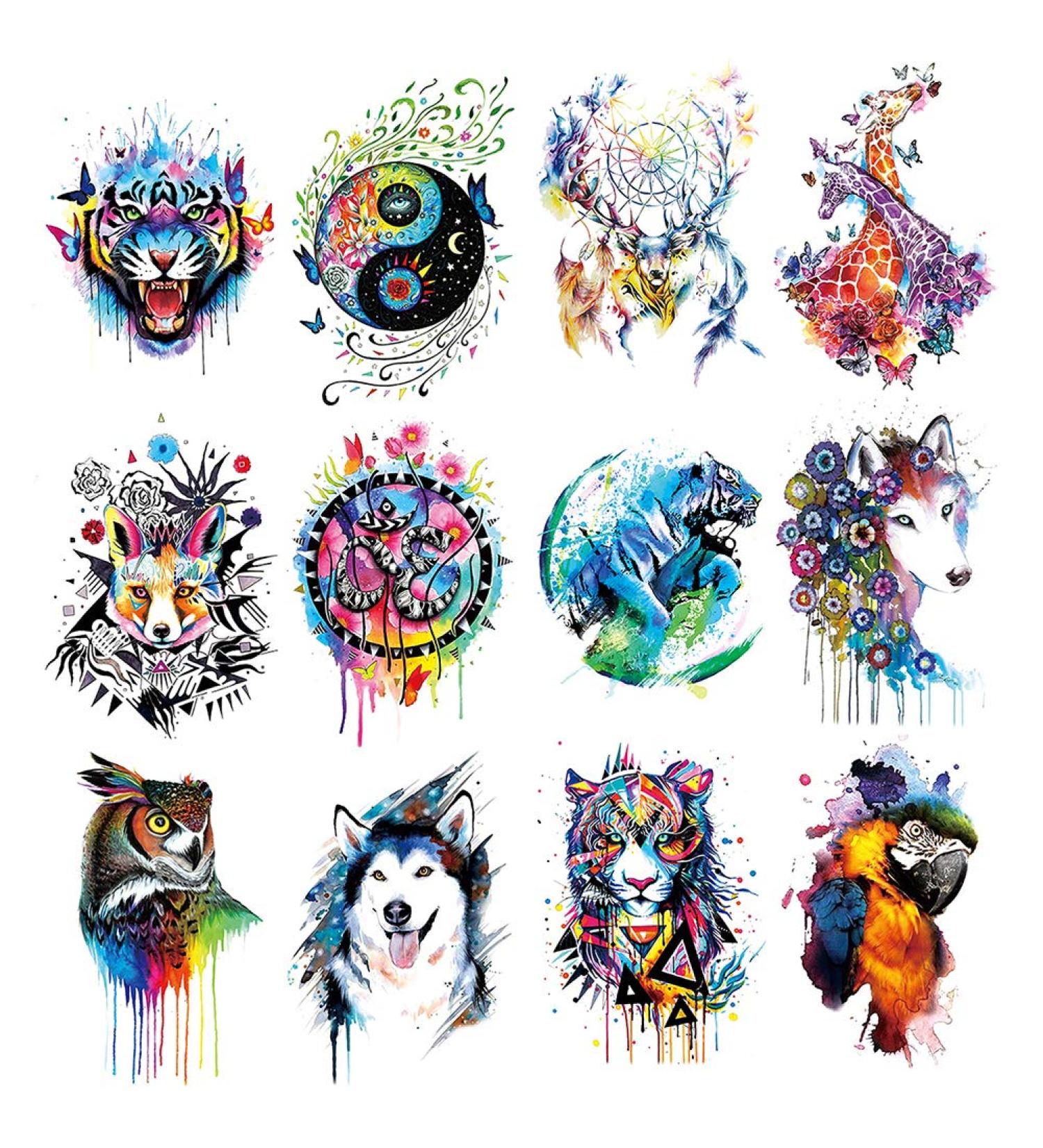 Oottati 12 Sheets Large Temporary Tattoos - Flower Arm Watercolor Designs for Men and Women - Buy Online on GoSupps.com