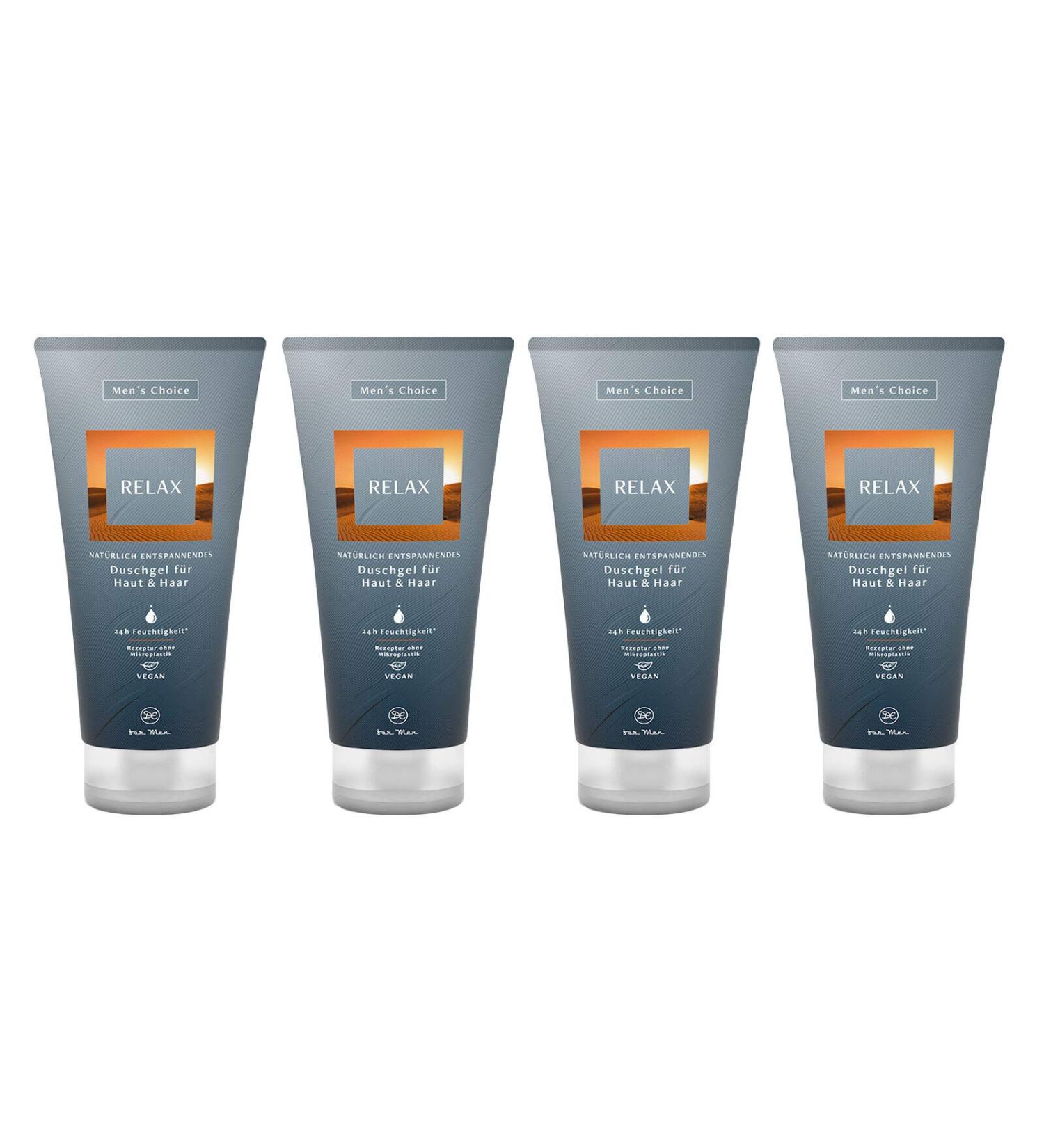 Dresdner Essenz Dresdner Essenz Men's Choice Relax Shower Gel and Shampoo Set (4 x 200ml) Vegan Bath & Shower Gel