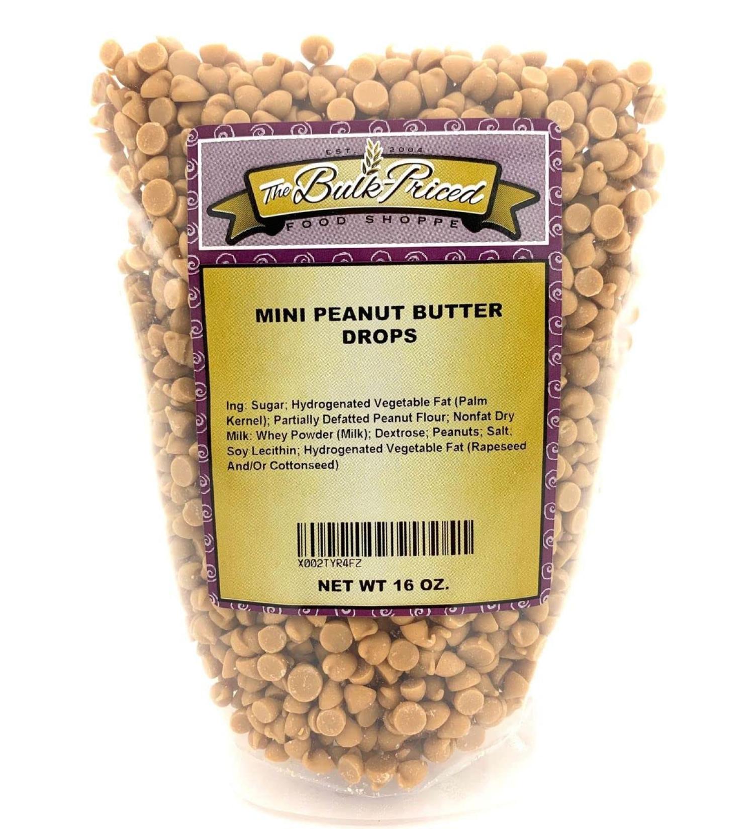 Mini Peanut Butter Drops Baking Chips - Bulk Size (1 lb) | Resealable Zip Lock Stand Up Bag - Buy Online on GoSupps.com