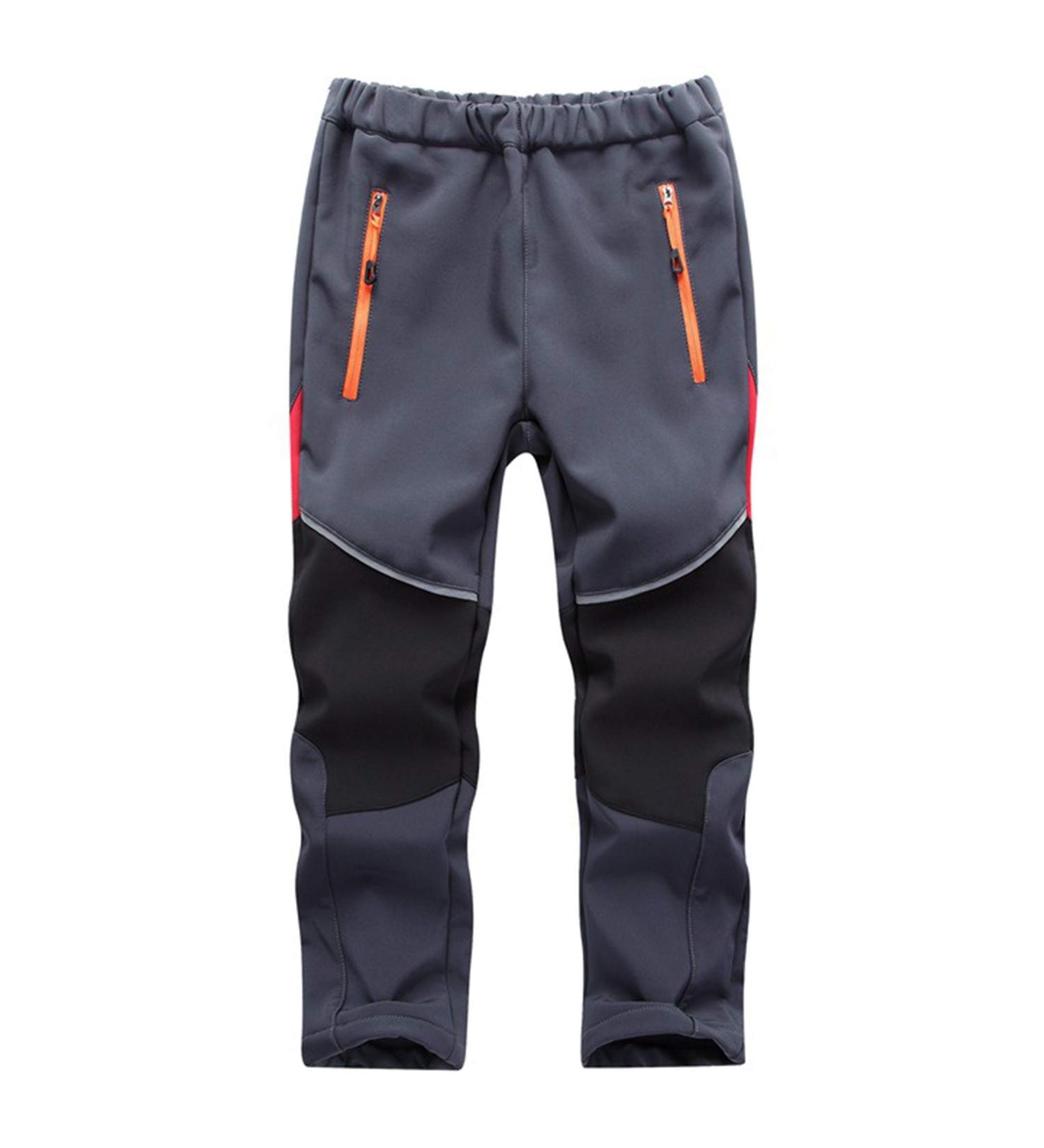 M2C Boys Girls Fleece Lined Softshell Waterproof Hiking Pants Gray-black 10-12 Years