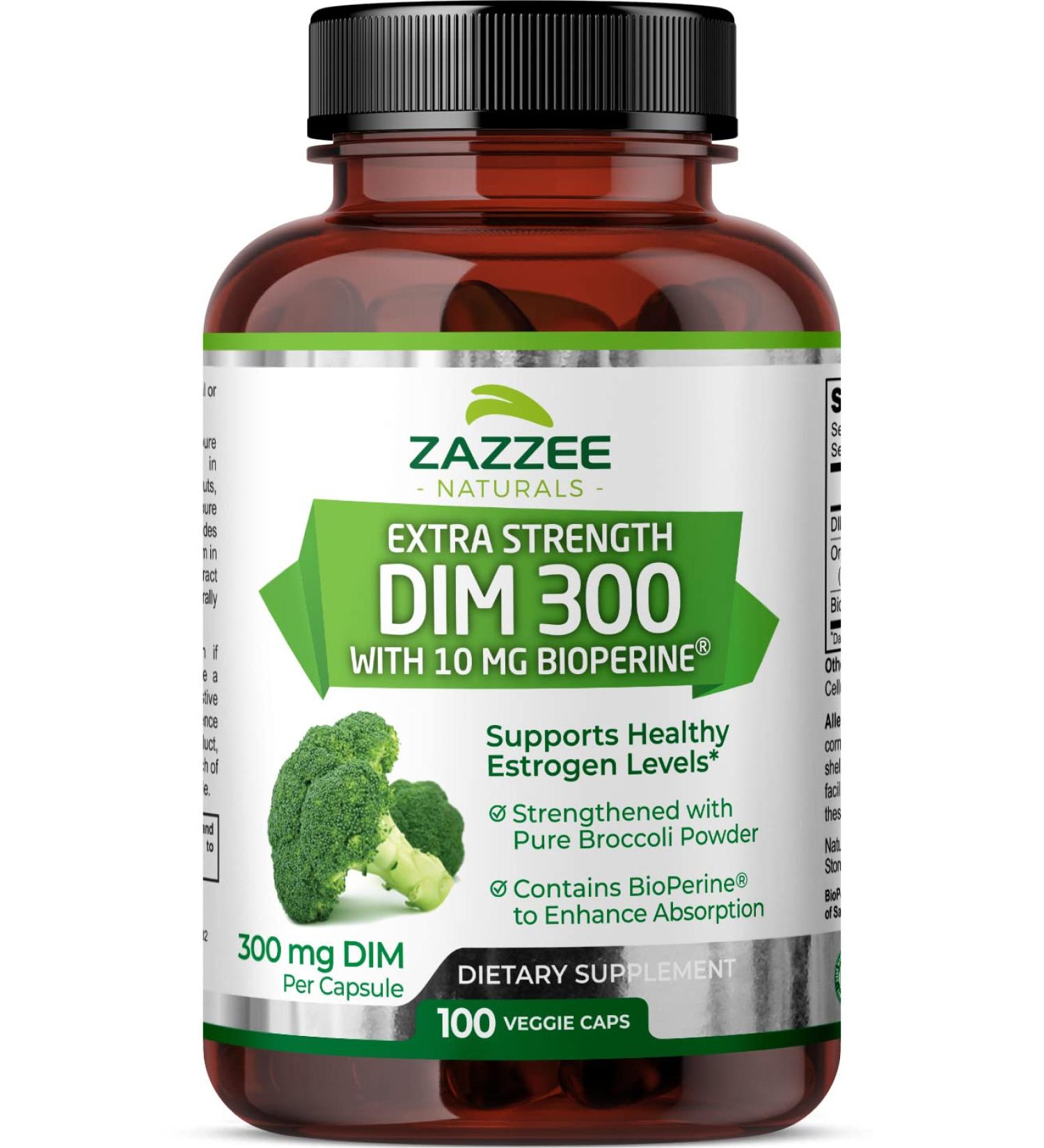 Zazzee Extra Strength DIM 300mg with BioPerine - 100 Vegan Capsules, Pure Organic Broccoli Extract - Non-GMO, 100 Day Supply - Buy Online on GoSupps.com