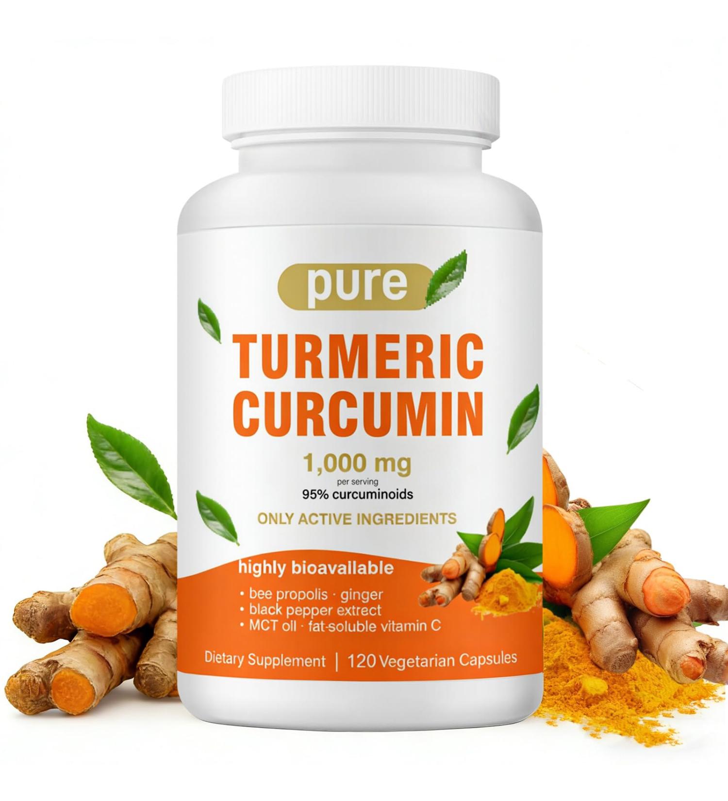 Turmeric Curcumin Supplement 1000mg with Black Pepper Extract High Absorption Turmeric Supplement with 95% Curcuminoids for Body Support Gluten Free 120 Capsules with Curcuma Ginger MCT Oil - Buy Online on GoSupps.com