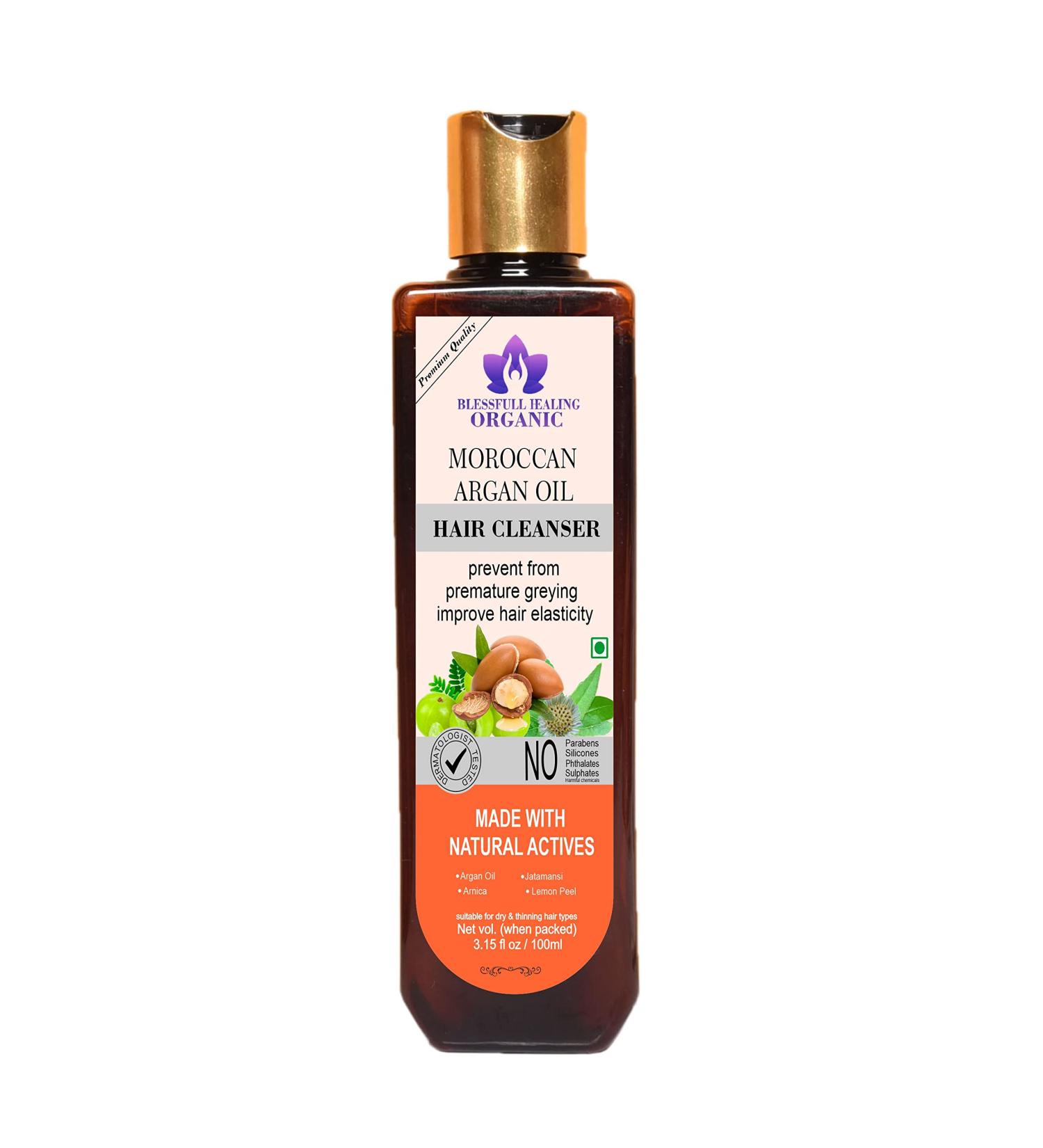 Blessfull Healing Organic Moroccan Argan Oil Hair Cleanser | Shampoo 100 ML (Packing May Vary) - Buy Online on GoSupps.com