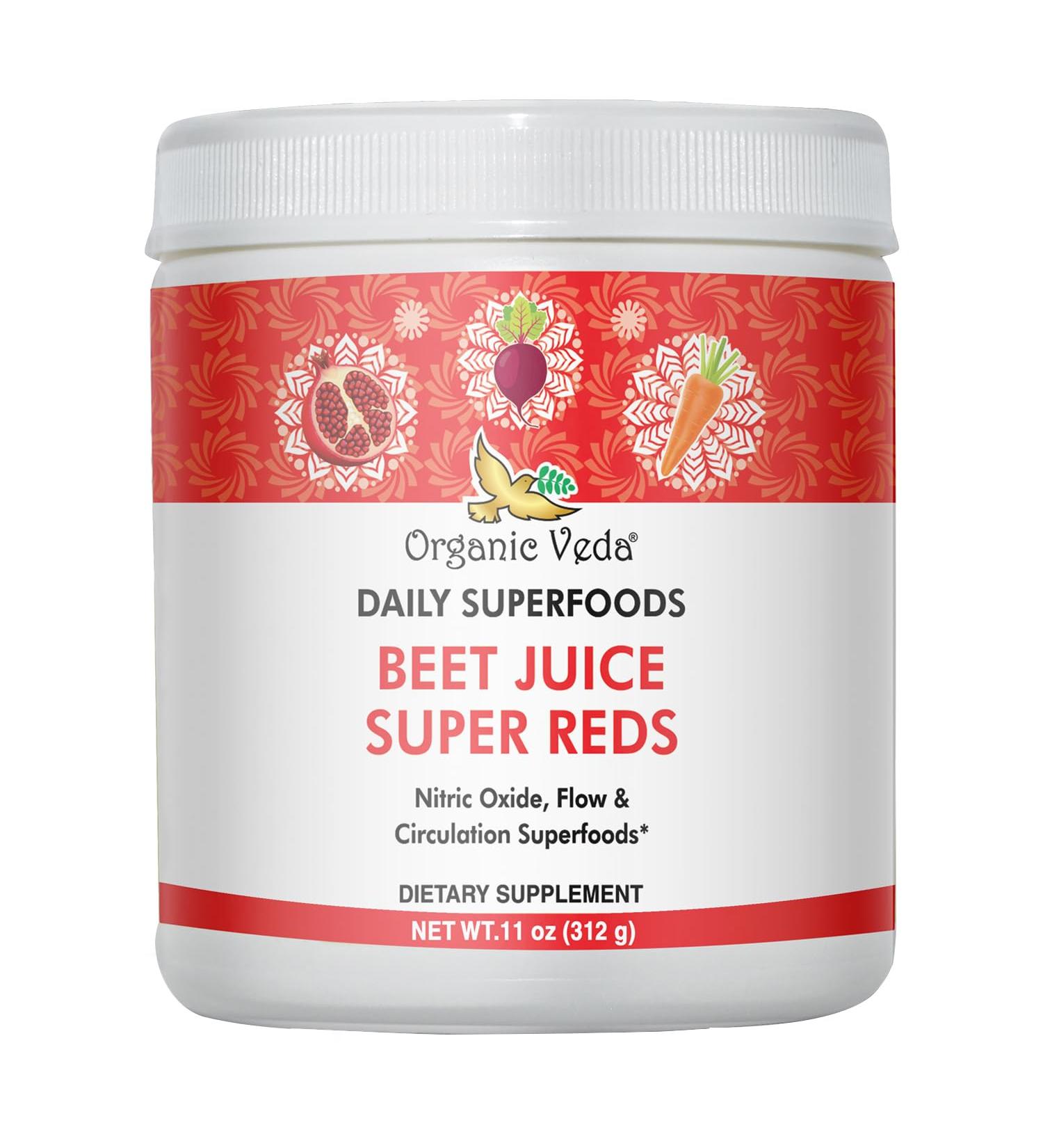 Organic Veda Beet Root Powder Juice Supplement Superfood Reds for Circulation Energy & Endurance | Vegan Non-GMO - 11 oz - Buy Online on GoSupps.com