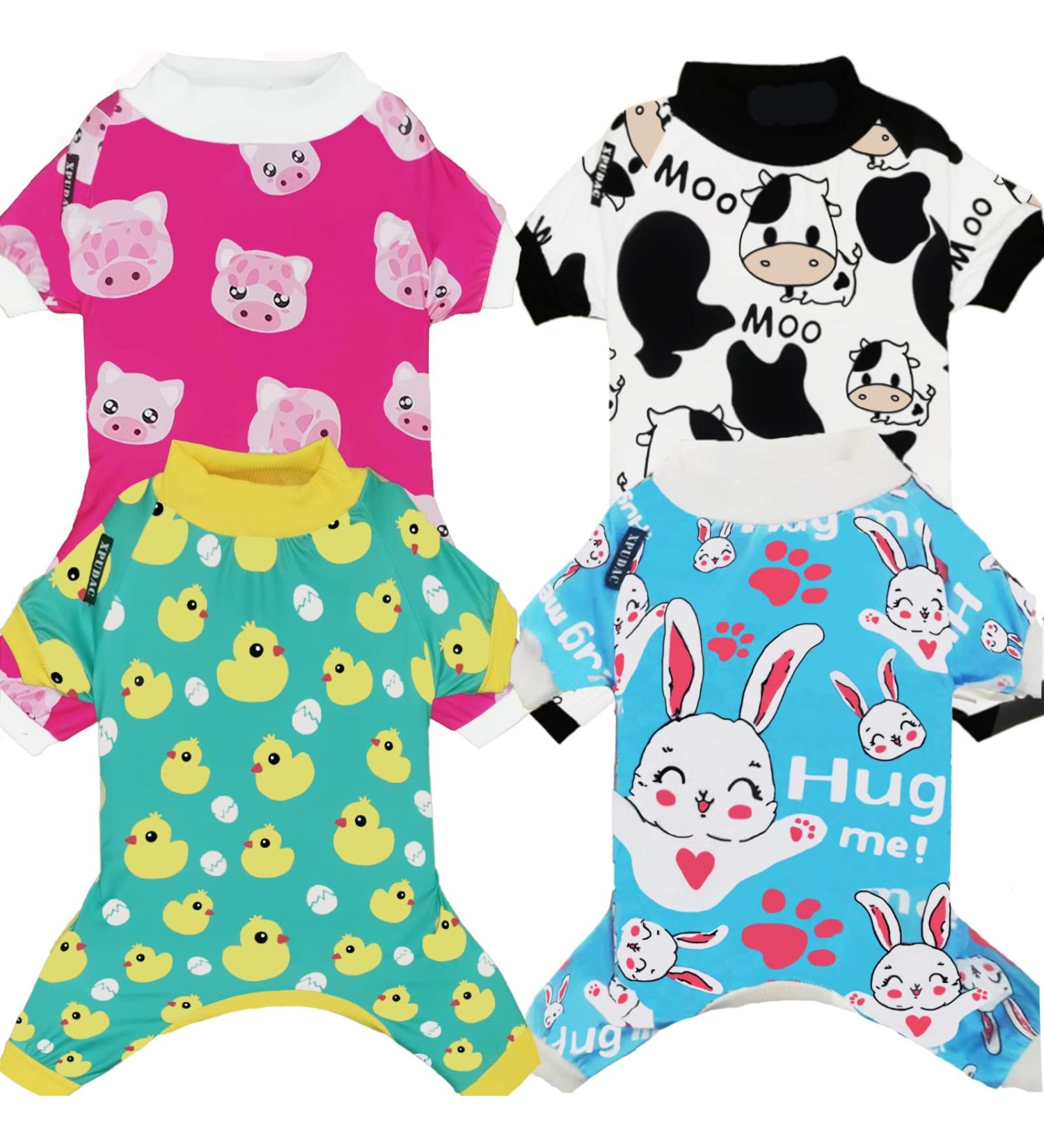 XPUDAC Small Dog Pajamas Set - 4 Piece Puppy Onesies for Christmas, Cats & Dogs Jammies, Black - S (3.5-7 LBs) - Buy Online on GoSupps.com