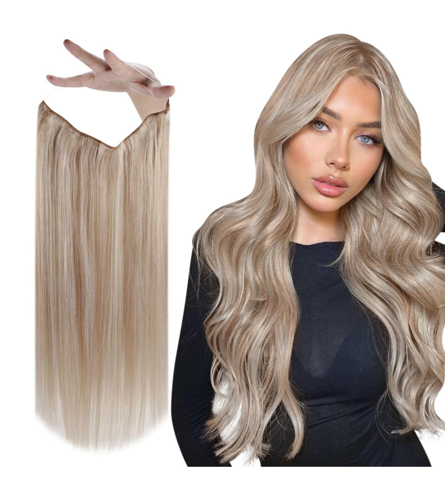 Vivien Real Hair Wire Extensions - Remy Blonde Wire Extensions #18/613 - 40cm 80g Ash Blonde Highlights - Buy Online on GoSupps.com