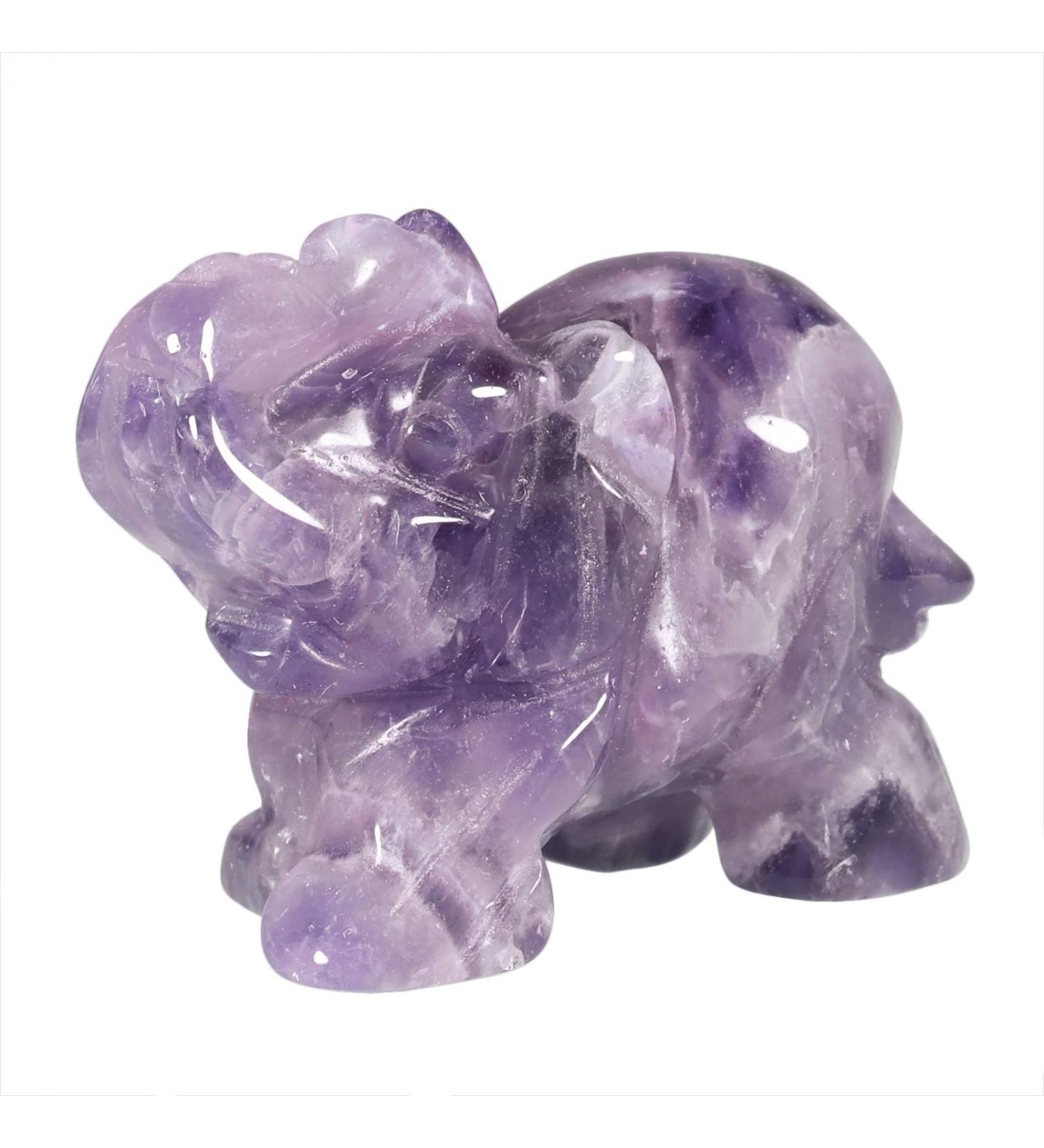 NUPUYAI Amethyst Elephant Figure - Gemstone Crystal Lucky Charm | Feng Shui Reiki Decoration - Buy Online on GoSupps.com