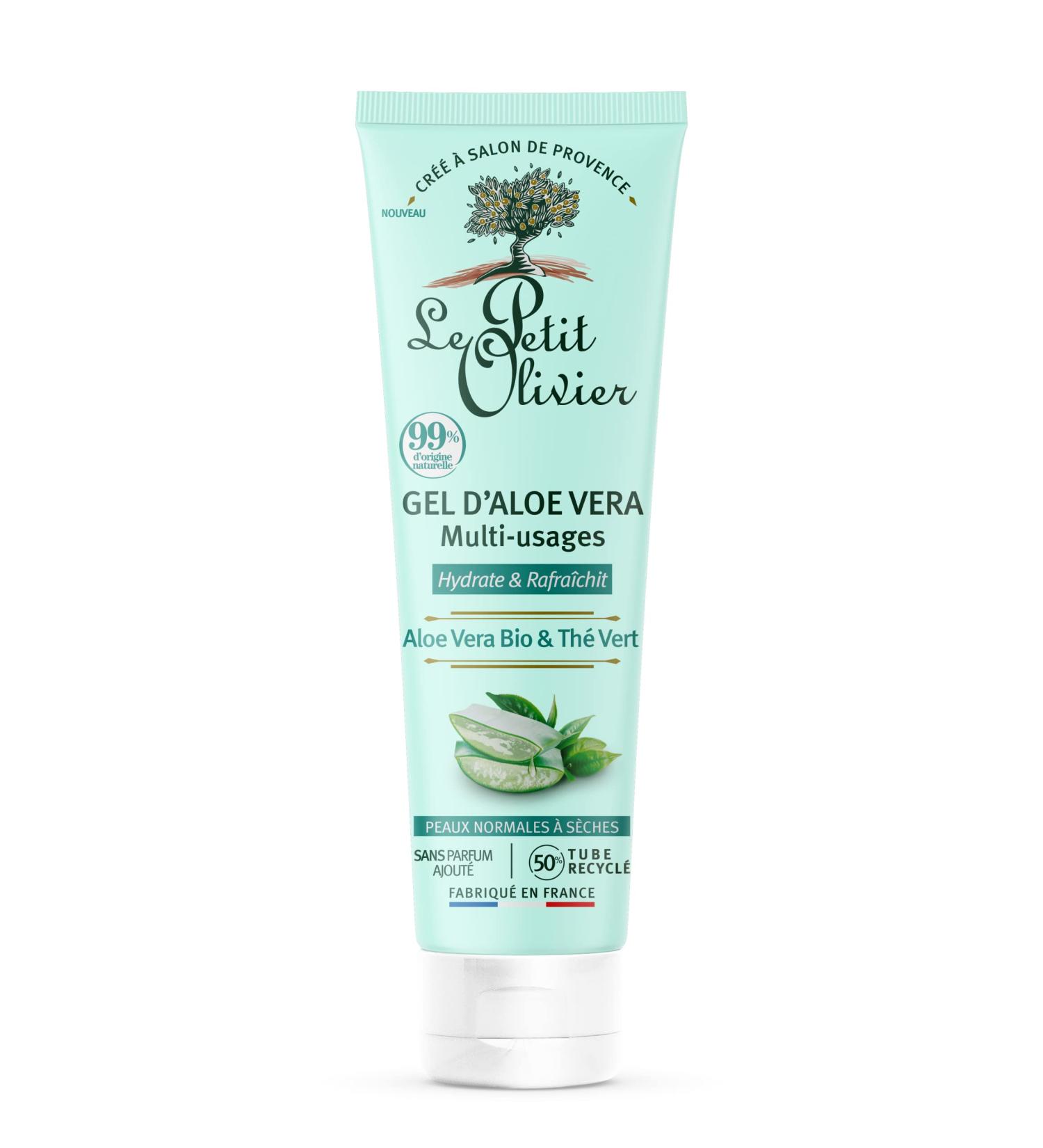 LE PETIT OLIVIER - Gel d'Aloe Vera - Aloe Vera Bio & Th Vert - Visage et Corps - Hydratant - Sans Parfum - Peaux Normales S ches - 99% d'Origine Naturelle - Fabriqu en France - 150 ml - Buy Online on GoSupps.com