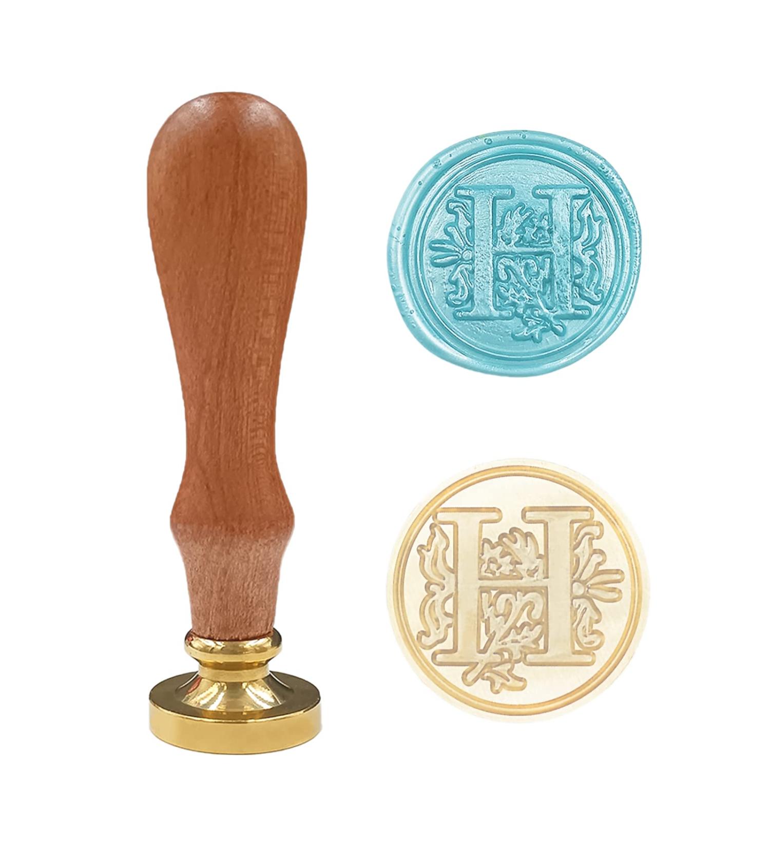 Classic Alphabet Sealing Wax Stamp - Brass Head, Wooden Handle - Letter H for Cards, Envelopes, Gifts - Buy Online on GoSupps.com