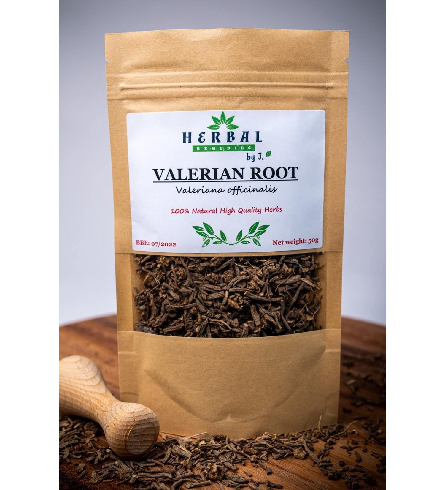Valerian Tea 100g - Pure Loose Cut Root Dried Herb for Sleep Relief & Calm - Valeriana Officinalis - Herbal Remedy - Buy Online on GoSupps.com
