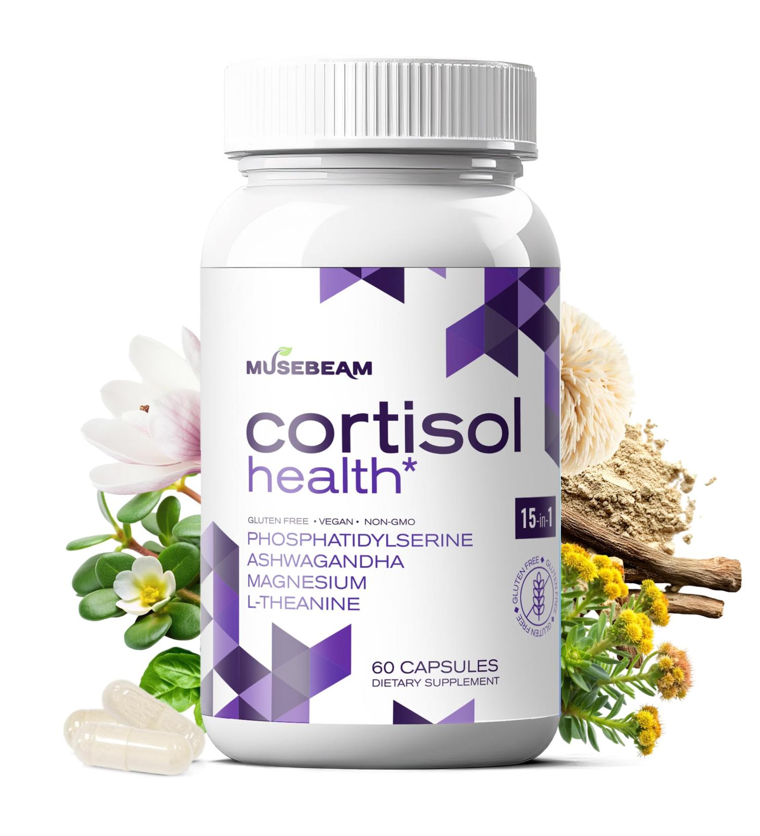 musebeam Cortisol Detox Supplement for Women Men - Control & Lowering Cortisol - Magnesium Ashwagandha High Cortisol Level Blocker Reducer - Balance Calm Stress Support Cleanse Adrenal Health - Buy Online on GoSupps.com