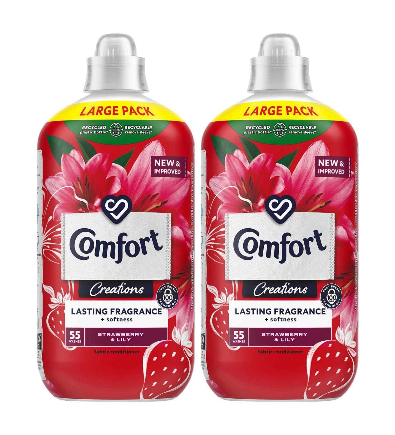 Comfort Creation Concentrated Fabric Conditioner with 100 Days of Long-Lasting Fragrance and Softness Intense Liquid Fabric Softener 55 Washes 1.65L (Strawberry & Lily Buy 2) - Buy Online on GoSupps.com