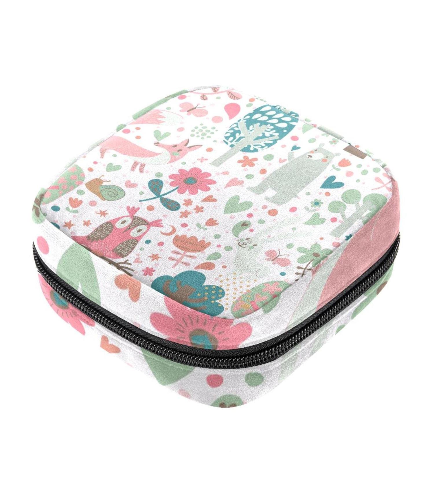 Stylish Menstruation Pad Bag with Zipper - Cute Animal Patterns for Women & Girls | Tampon & Napkin Storage Solutions - Buy Online on GoSupps.com