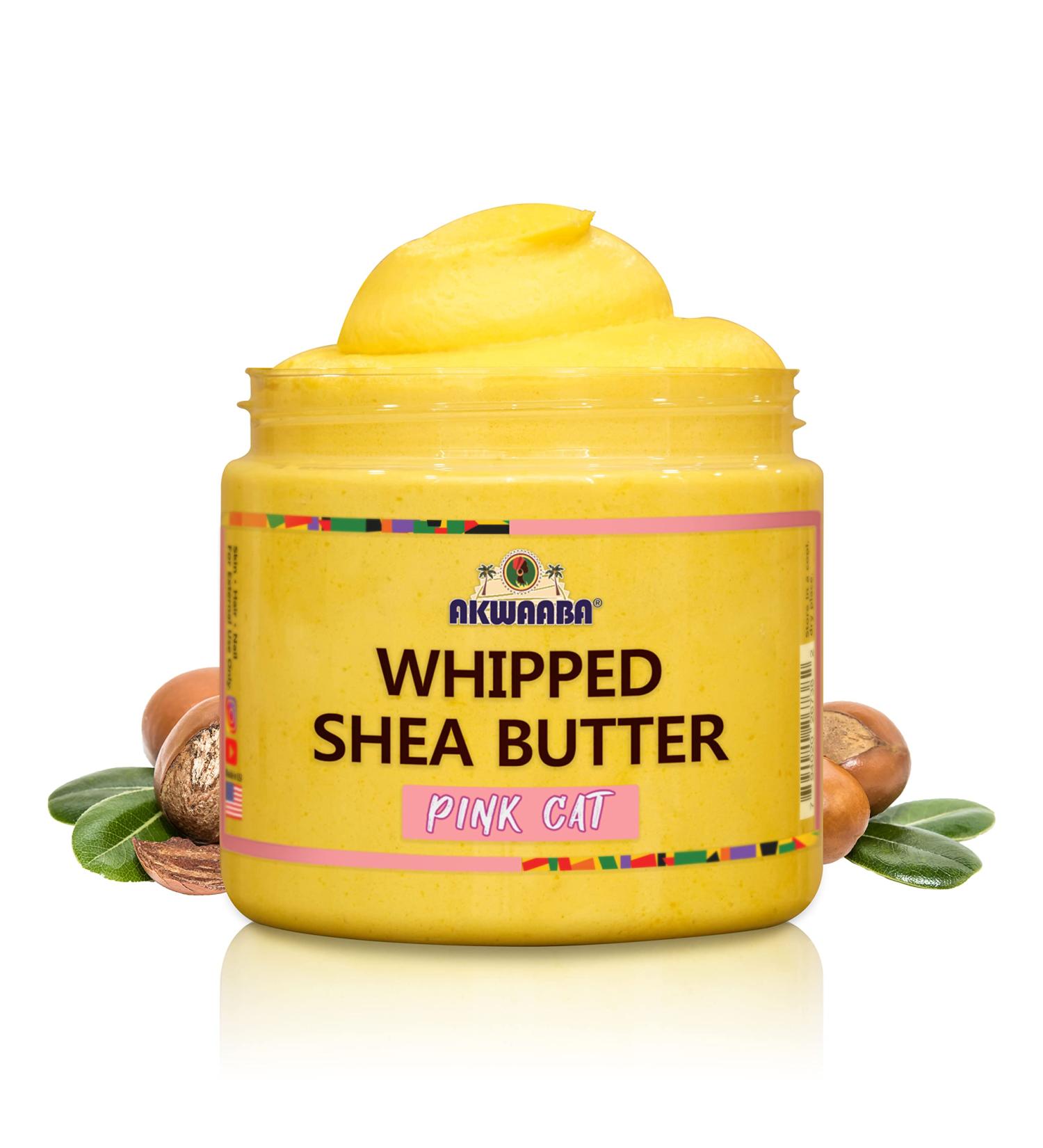 AKWAABA Whipped Shea Butter (Pink Cat) 12 oz - Natural Yellow Shea Butter from Ghana for Body & Hair - Rich in Vitamins A and E - Buy Online on GoSupps.com