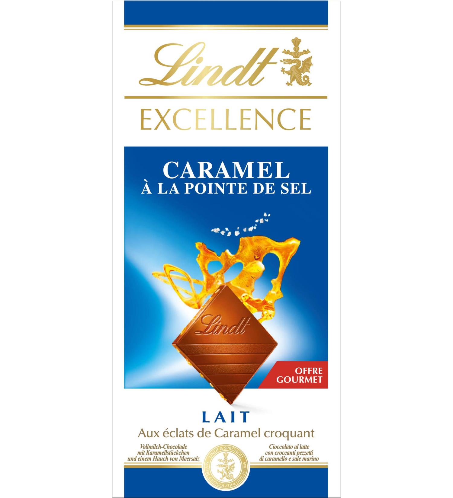  Lindt Lindt - Caramel EXCELLENCE Tablet - Milk Chocolate 100g - Buy Online on GoSupps.com