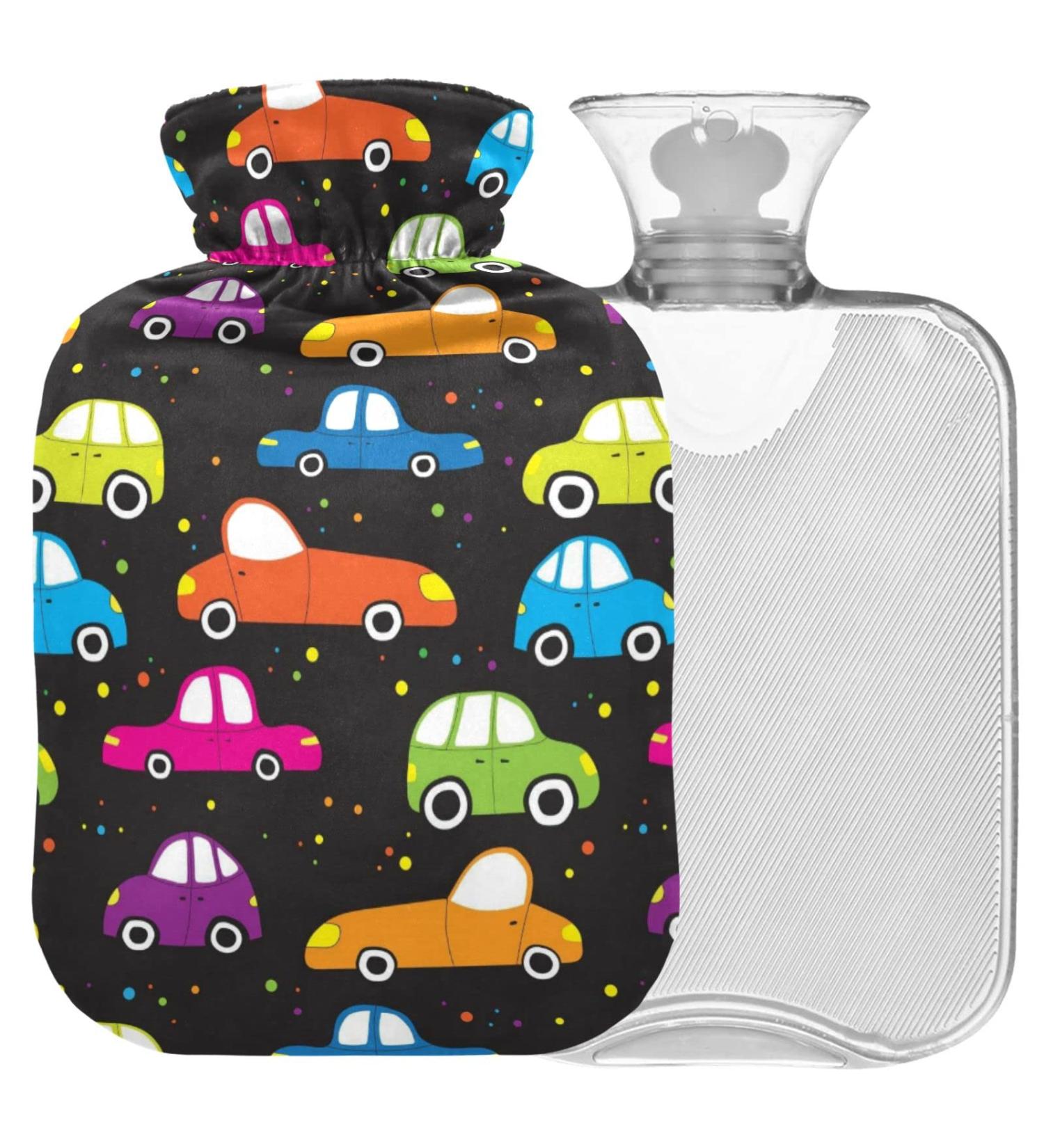 Naanle Colored Cars Hot Water Bottle - 2L Transparent Cover for Bed & Pain Relief | Large Hot Water Bottle for Hand & Feet Warmth - Buy Online on GoSupps.com