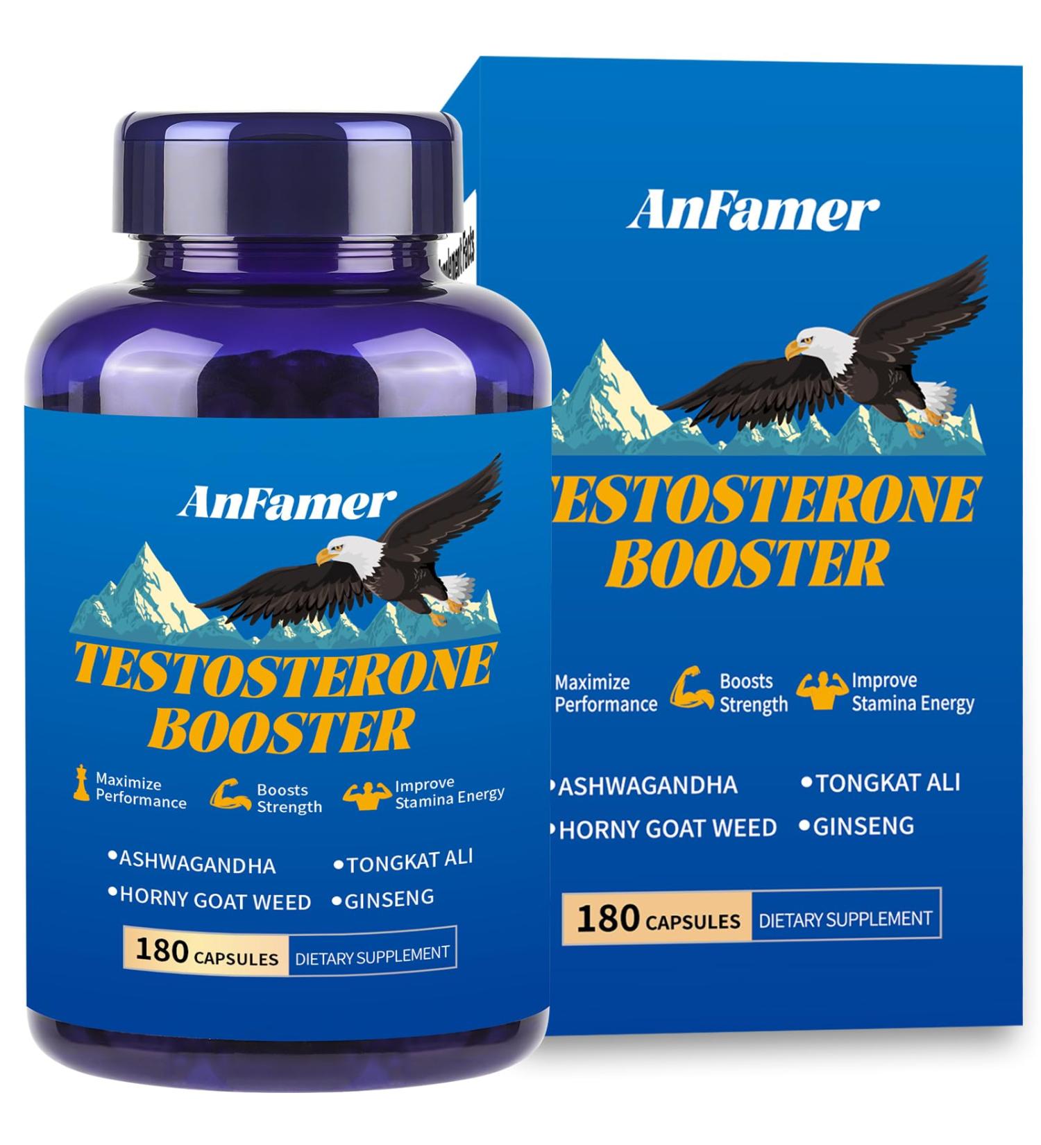 Testosterone Booster for Men with Ashwagandha L-Arginine Tongkat Ali Tribulus Natural Testosterone Supplement for Men Workout Strength Booster Performance and Building Muscle 180 Capsules - Buy Online on GoSupps.com
