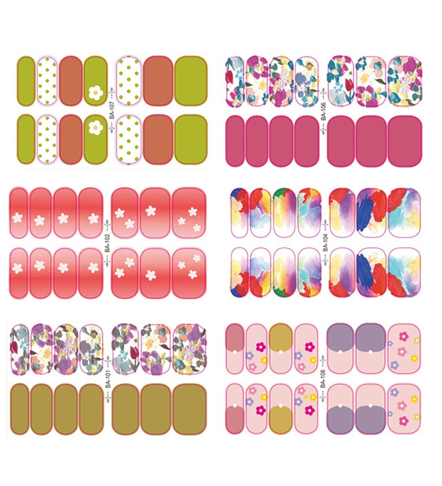 84-Piece Nail Stickers Set - 6 Sheets of Wearable & Removable Artificial Nail Designs for Women & Girls | International Shipping - Buy Online on GoSupps.com