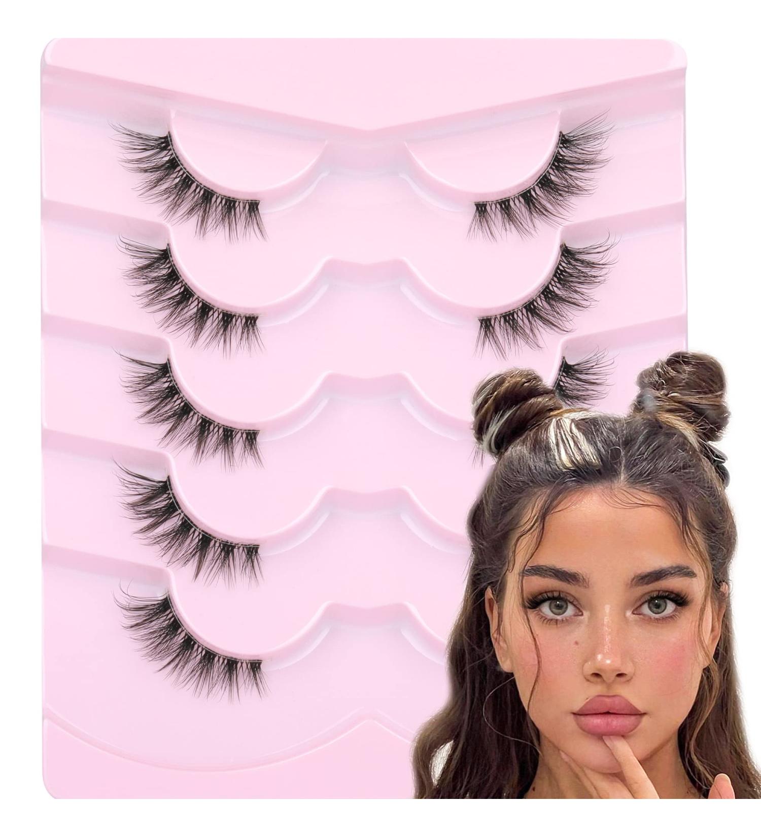 3D Curly Half False Eyelashes by Focipeysa - Natural Look Cat Eye Wispy Lashes with Clear Band - Pack of Fake Lashes (F05) - Buy Online on GoSupps.com