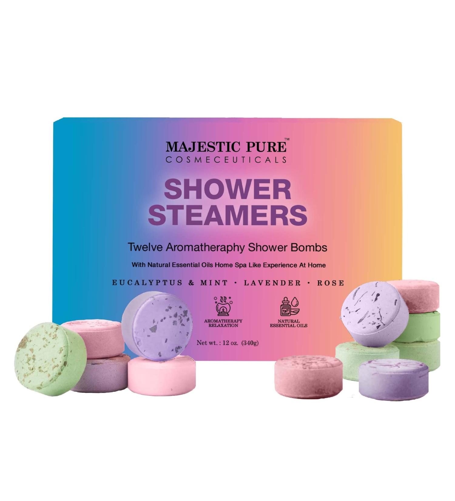 Majestic Pure Shower Steamers - 12 Pack with Essential Oils for Relaxation - Ideal Gifts for Men & Women - Buy Online on GoSupps.com